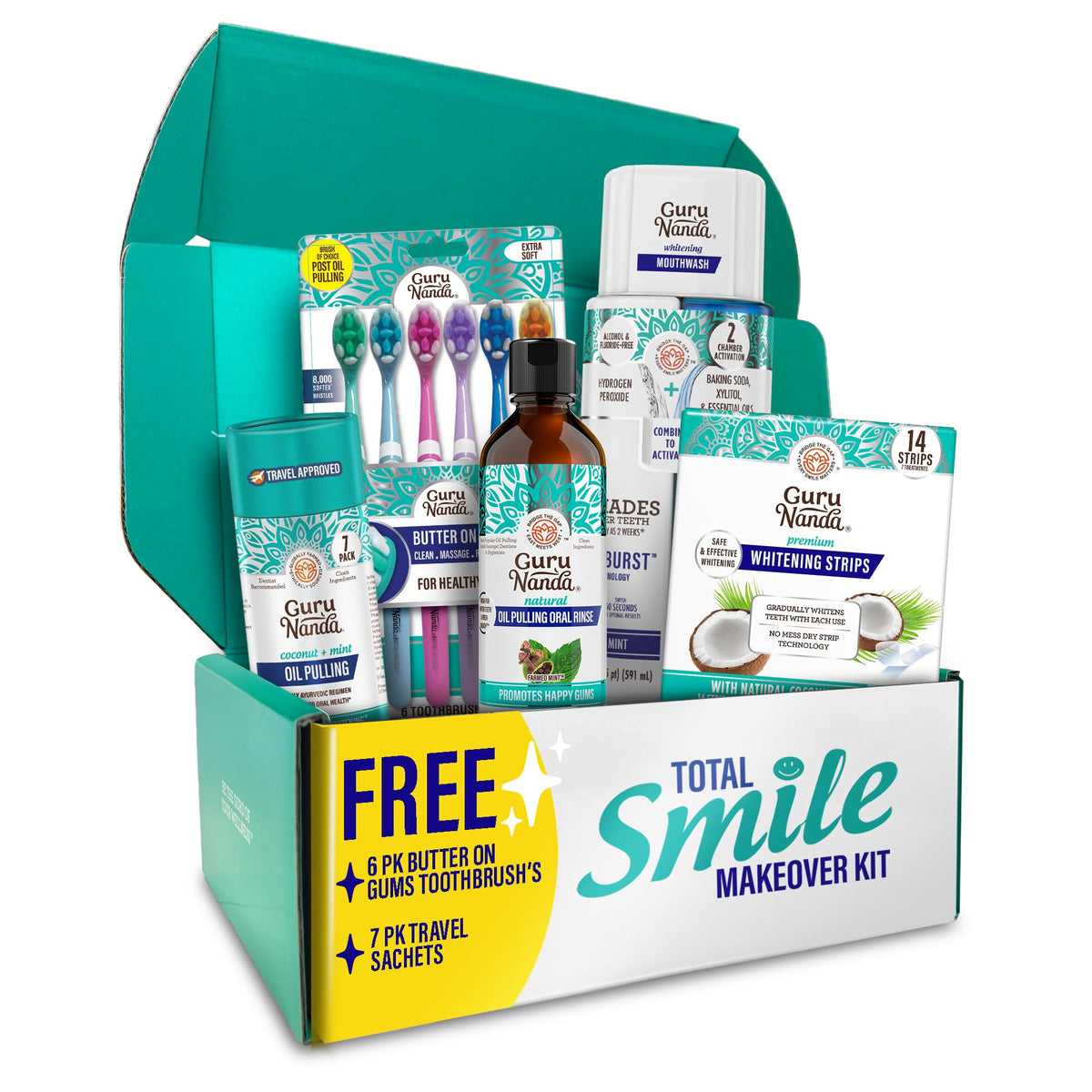 GuruNanda Total Smile Makeover Oral Care Kit Teeth Whitening - GuruNanda Official Imagery - 2