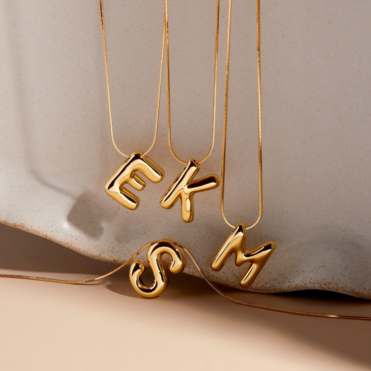 Brook & York Pippa Bubble Initial Pendant - Hypoallergenic 14K Gold-Plated Brass - Initial Jewelry - Women's Necklaces -