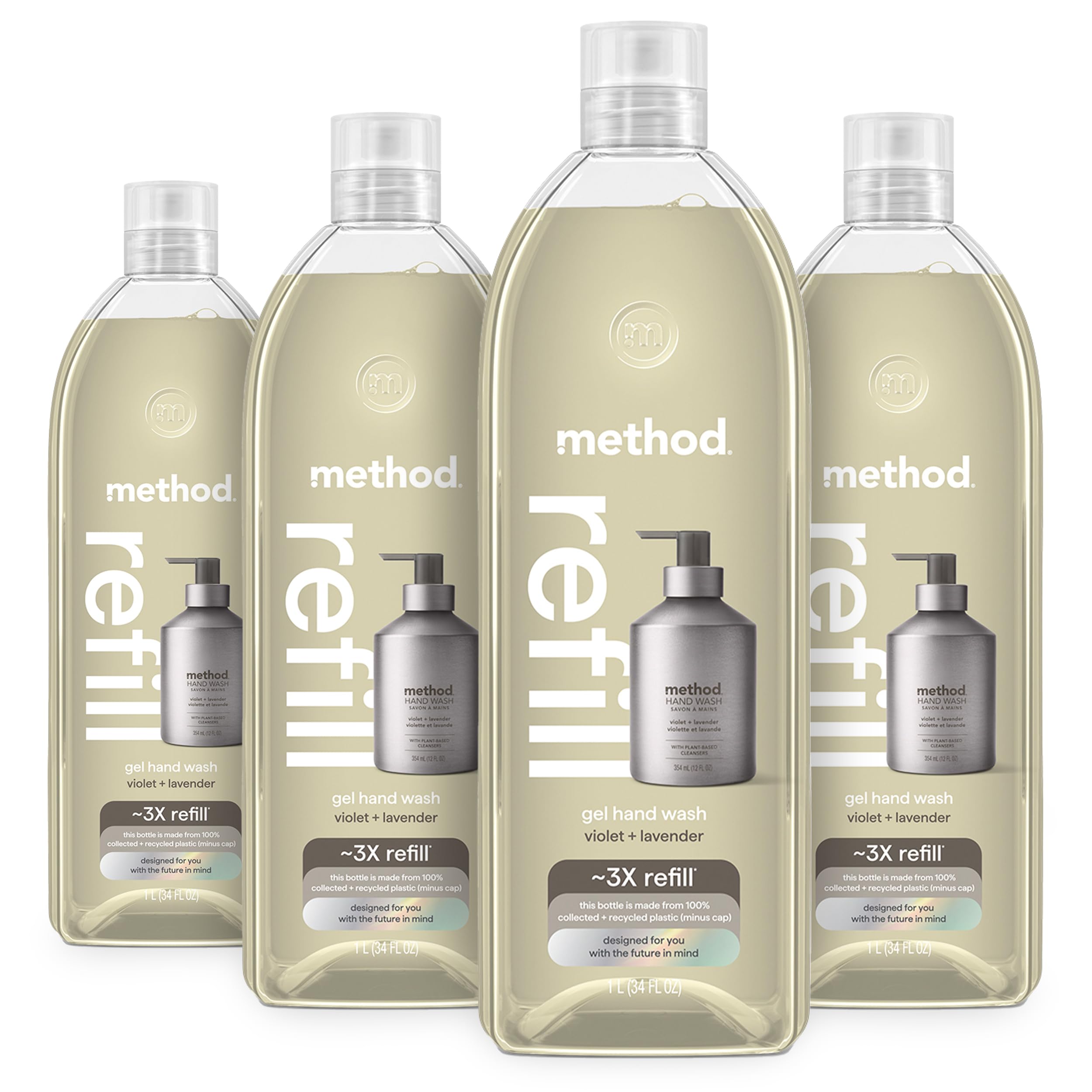 method Gel Hand Wash Refill, Violet + Lavender, 34 fl oz, 4 Pack