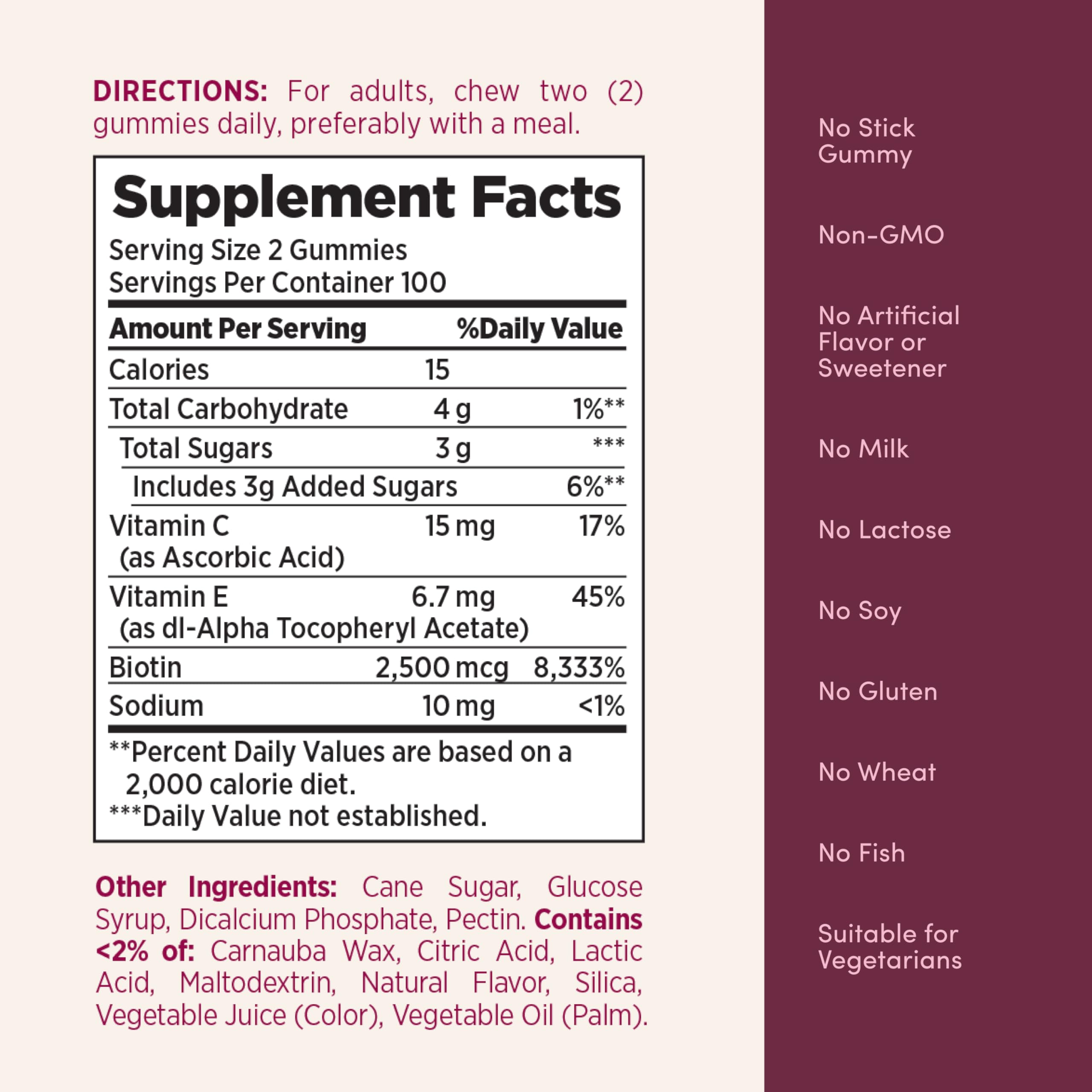 Nature's Bounty Hair Skin & Nails Gummies, Biotin 2500mcg