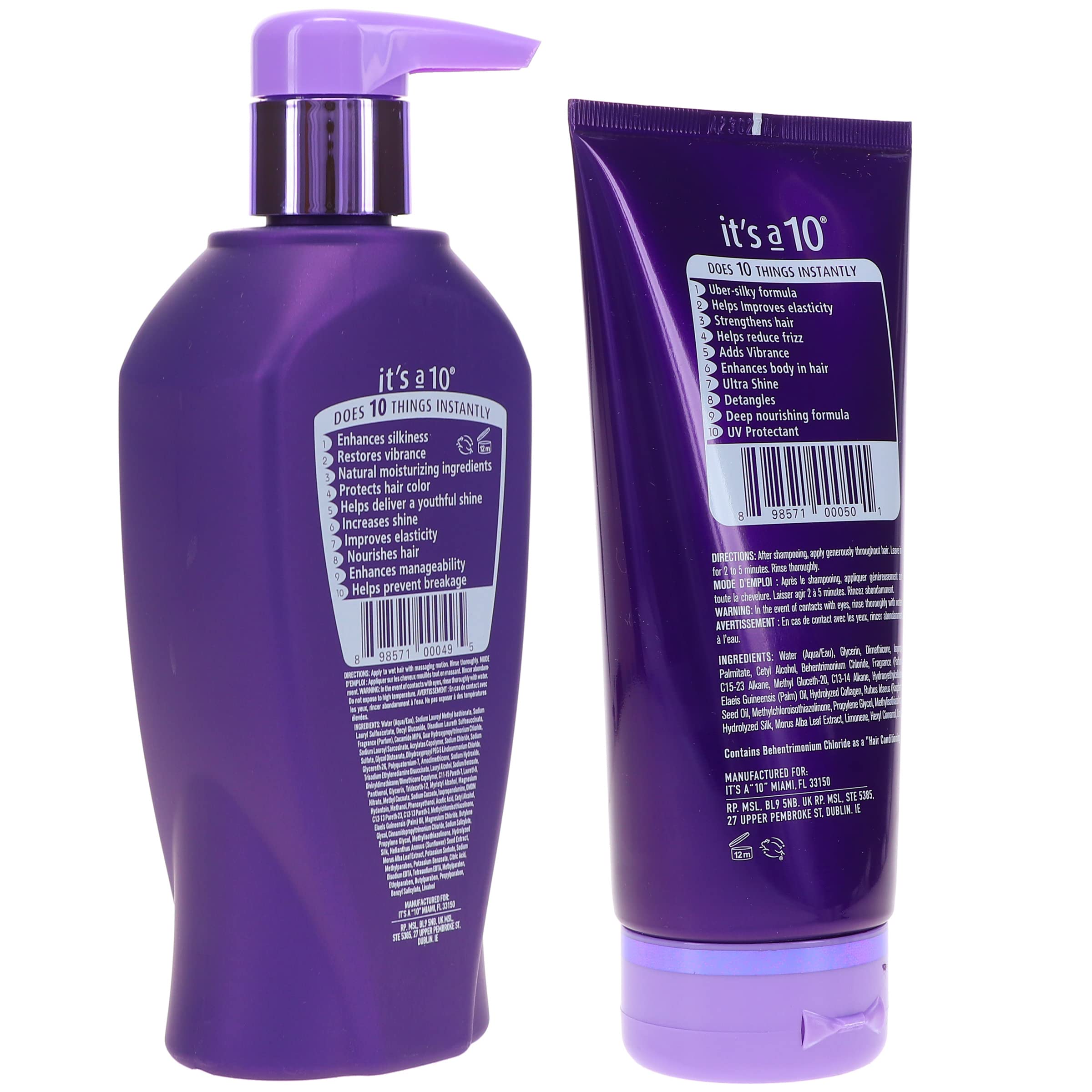 It's a 10 Haircare Miracle Silk Shampoo and Conditioner set, featuring 10 oz shampoo and 5 oz conditioner bottles with sleek packaging.