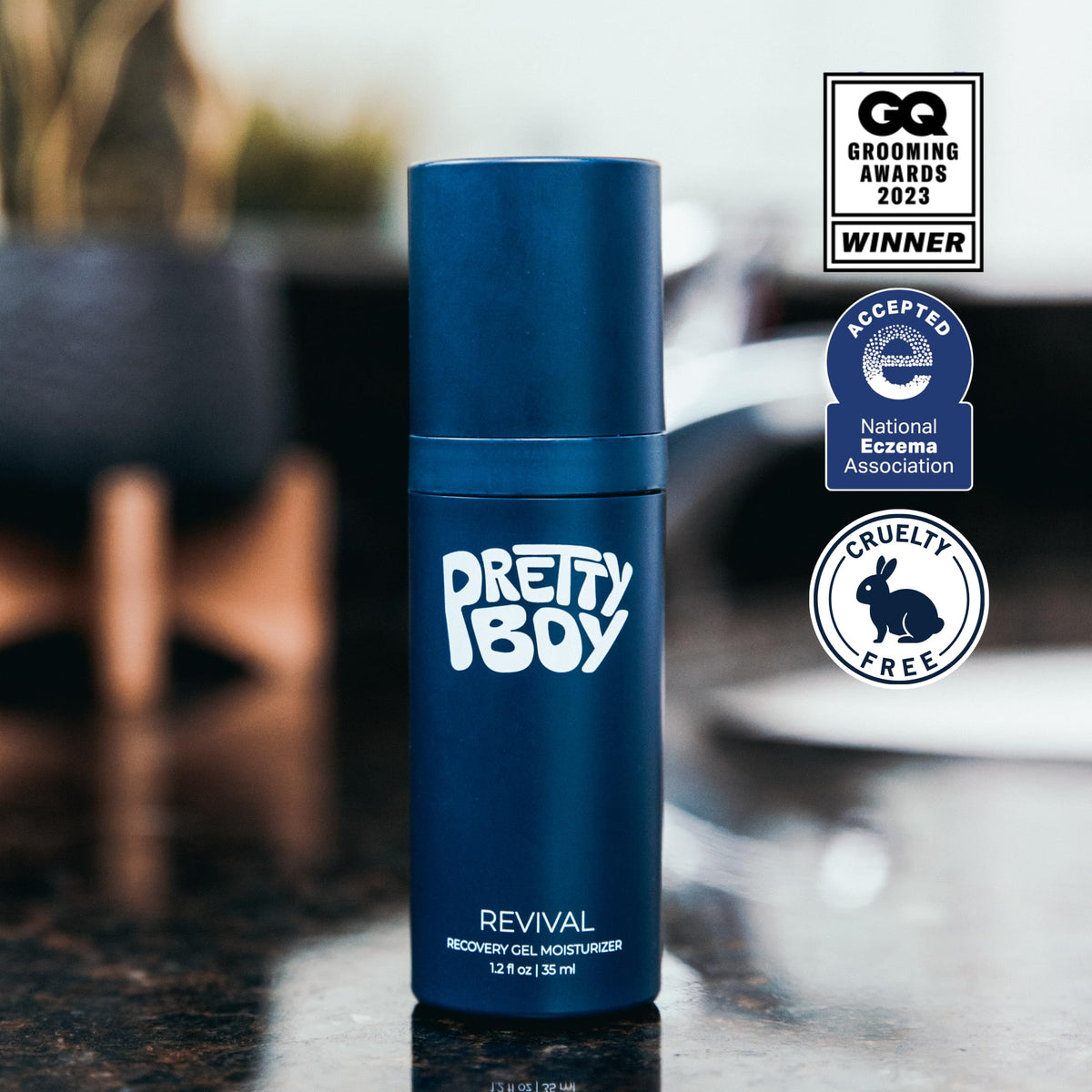 Prettyboy Face Revival Gel Moisturizer For Men - Hydrating Cream That Refreshes Dry Skin, Irritation, & Redness - Suppor