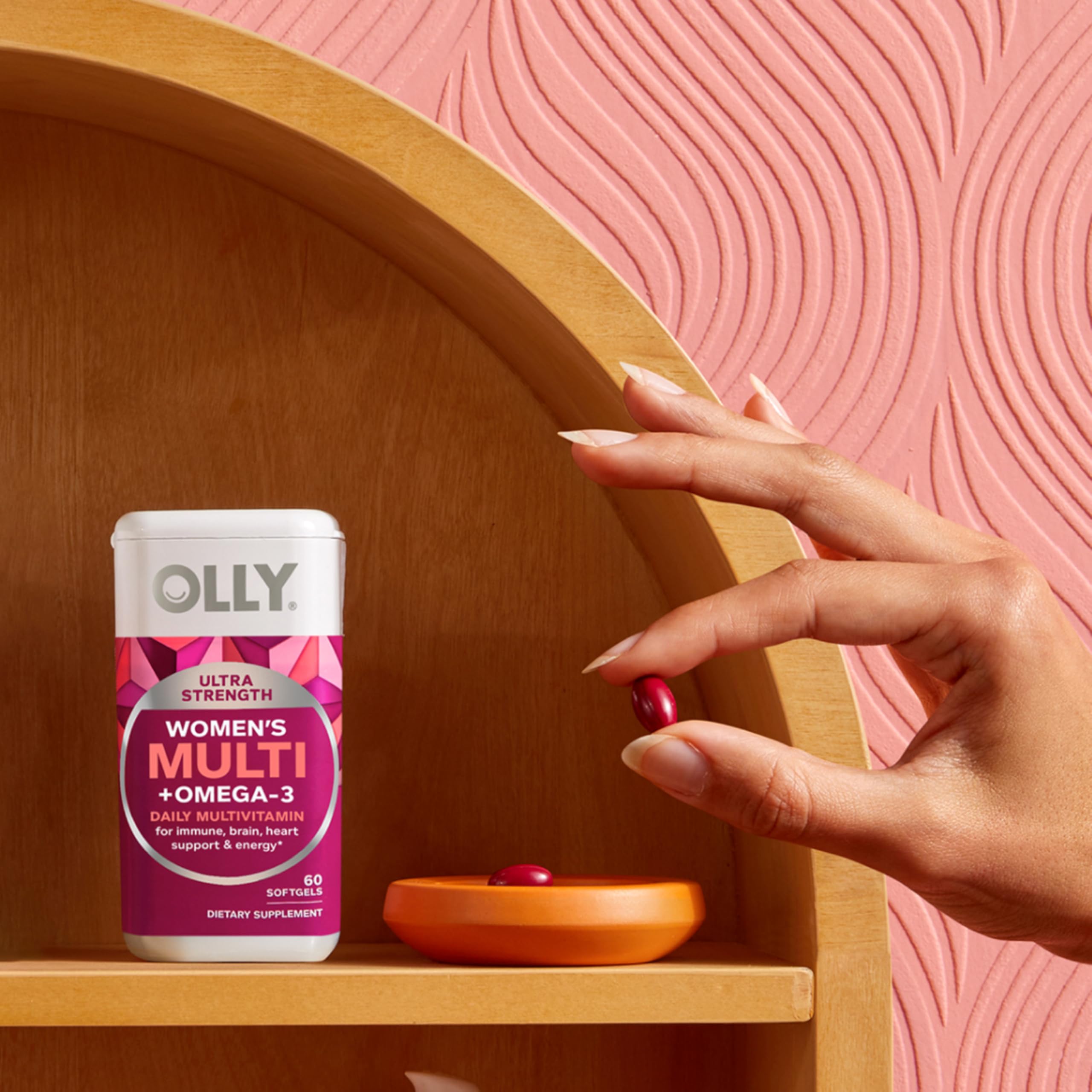OLLY Ultra Strength Women's Multivitamin Softgels, Omega-3s - 60 Count