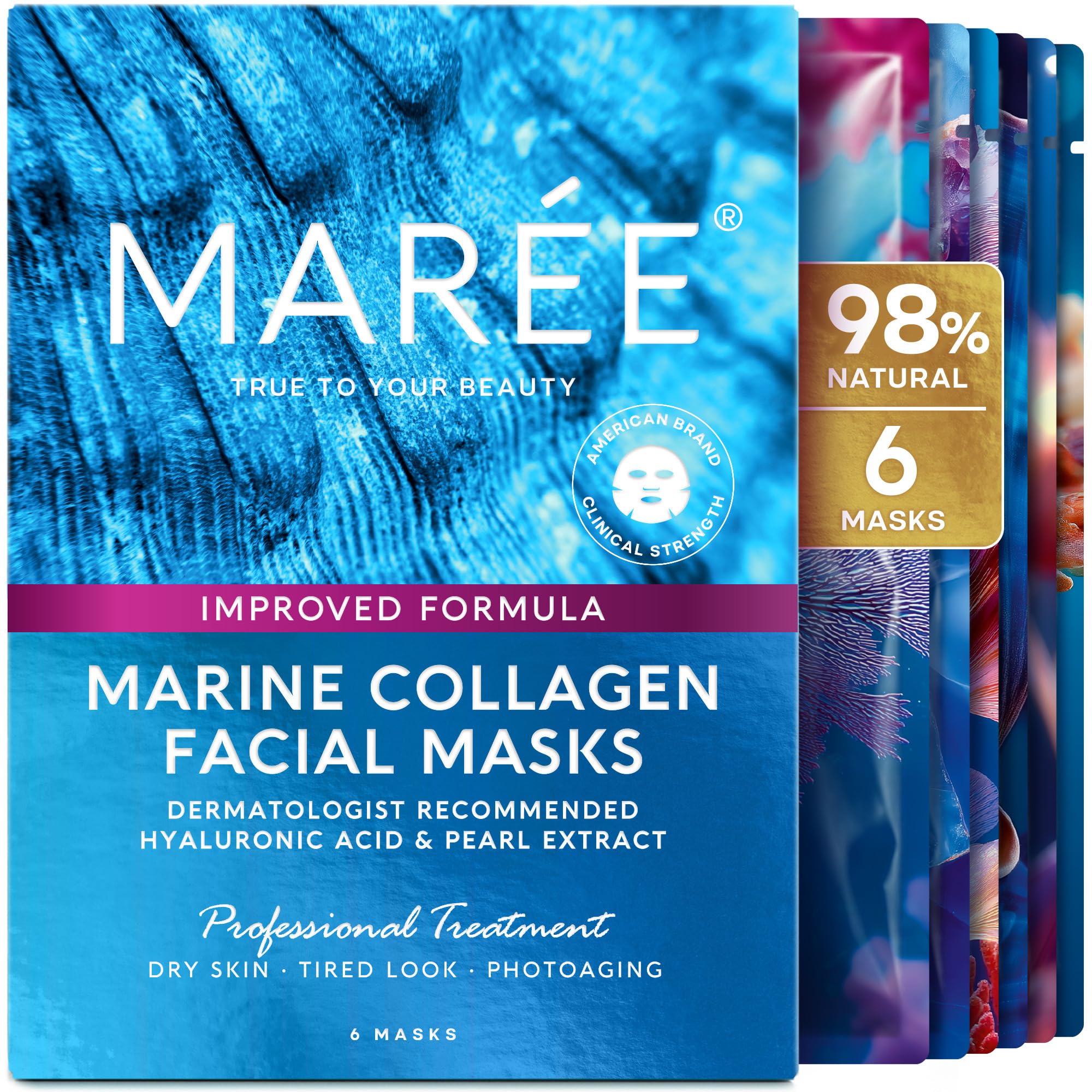 MAREE Collagen Facial Mask with Hyaluronic Acid — Sheet Face - Product Imagery