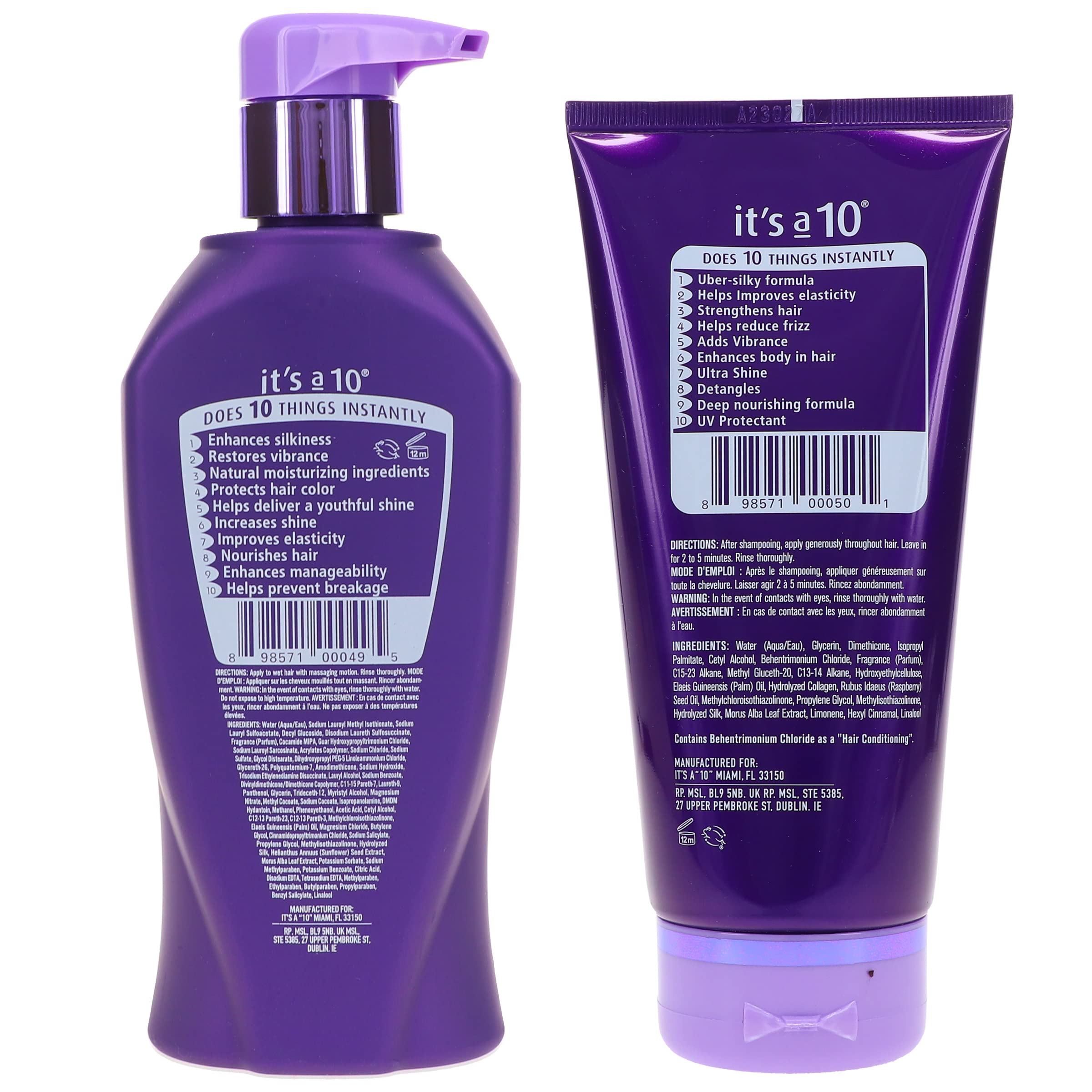 It's a 10 Haircare Miracle Silk Shampoo and Conditioner set, featuring 10 oz shampoo and 5 oz conditioner bottles with sleek packaging.