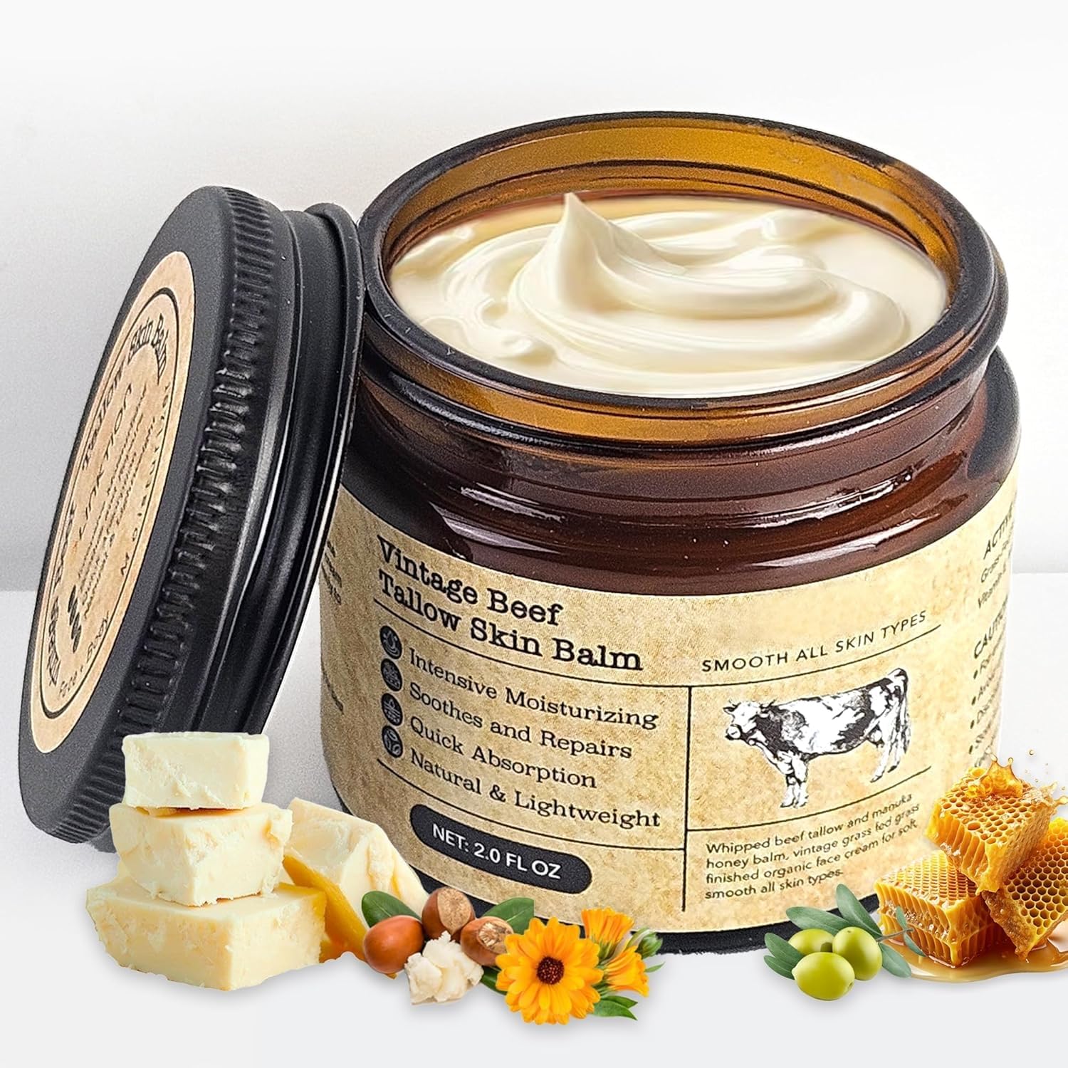 MTGBO Beef Tallow Honey Balm – Sensitive Skin, 2 oz