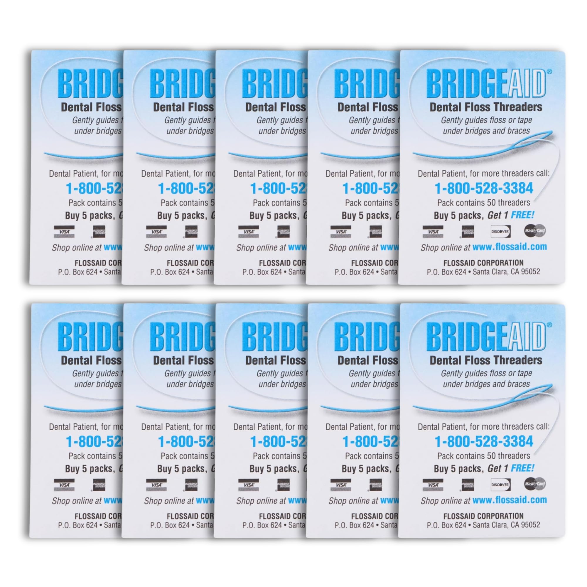 FLOSSAID BridgeAid Threaders 2 Packs of 50 (100 Threaders) - Product Imagery