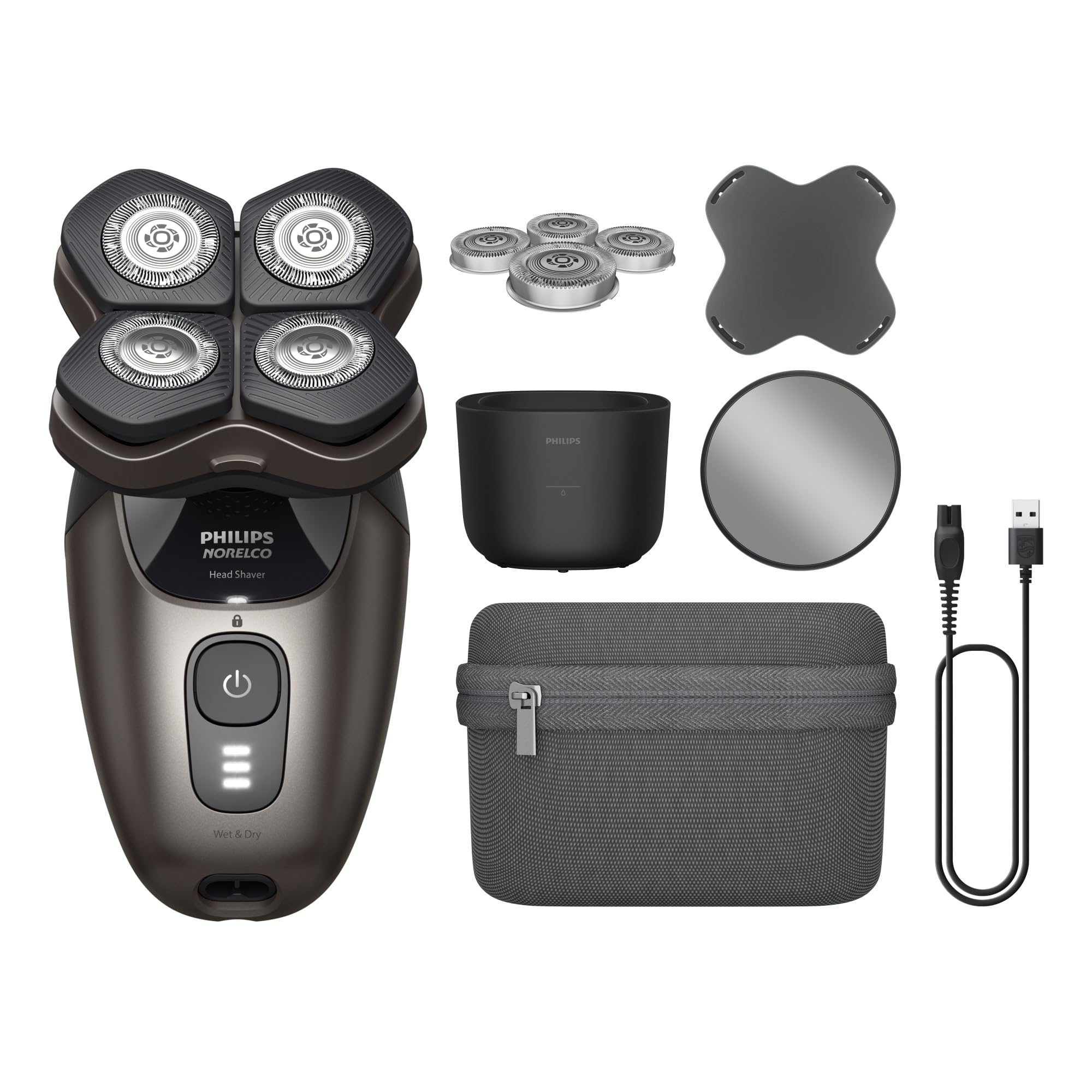 Philips Norelco Head Shaver Pro 9000 electric shaver with adjustable head and sleek design for a clean, gentle shave.