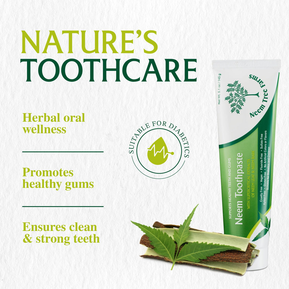 Fluoride Free Toothpaste Vegan Gluten Free 4 Pack - Neem Tree Farms Official Imagery - 6
