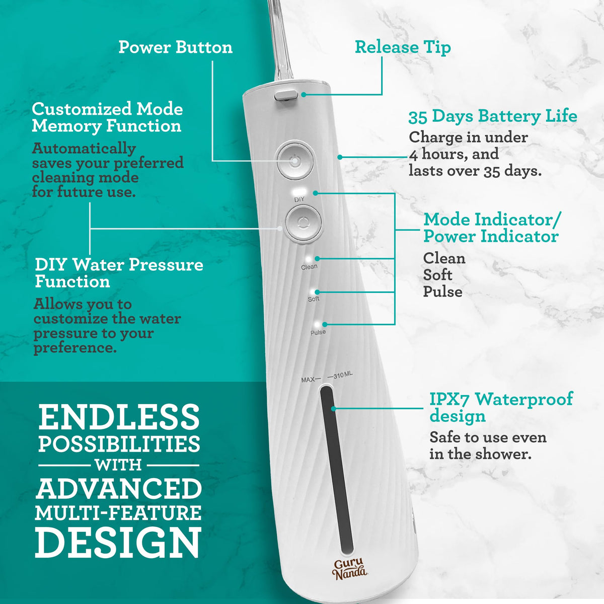 GuruNanda Electric Toothbrush Water Flosser 4 Toothbrush - GuruNanda Official Imagery - 4