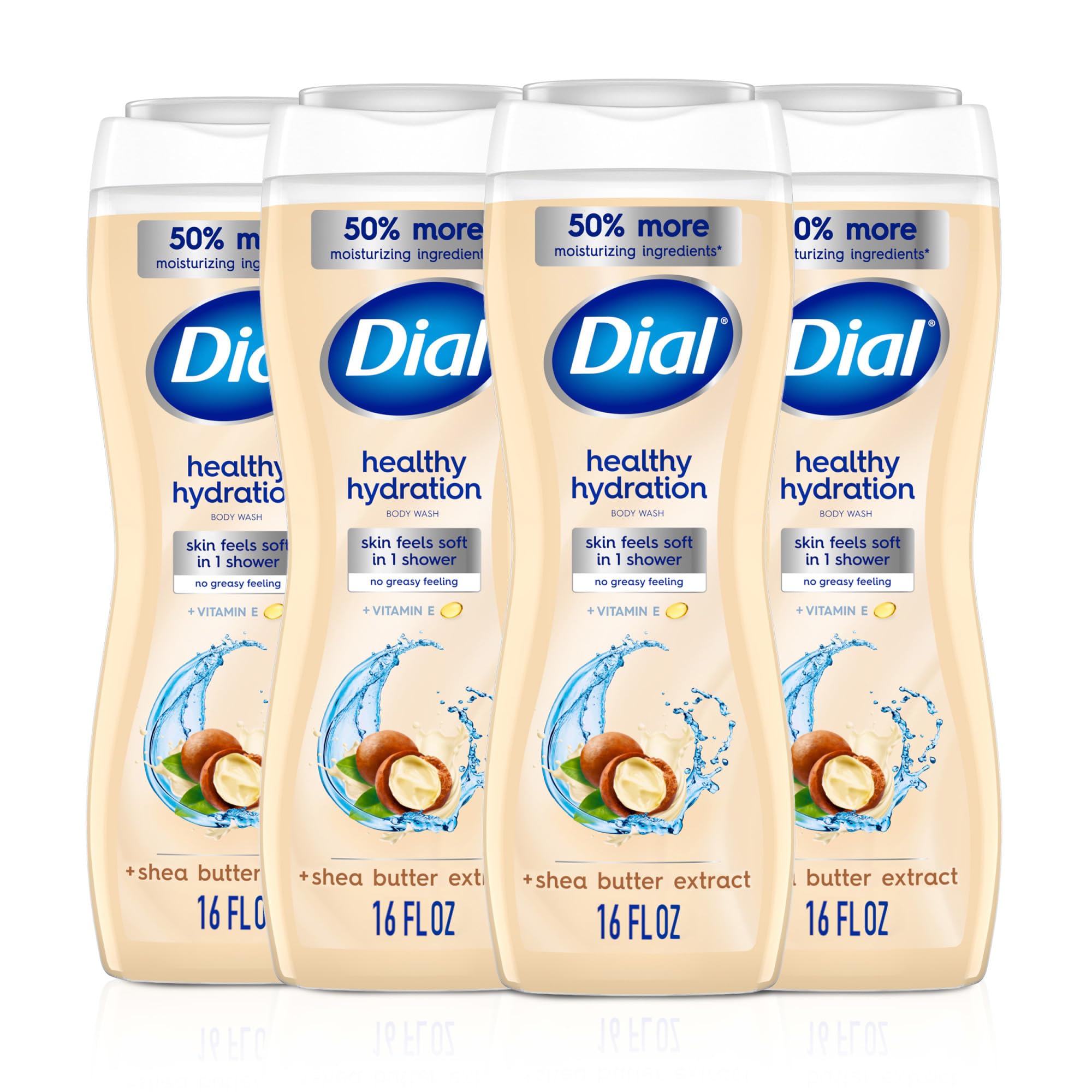 Dial Healthy Hydration Body Wash Shea Butter 4-Pack