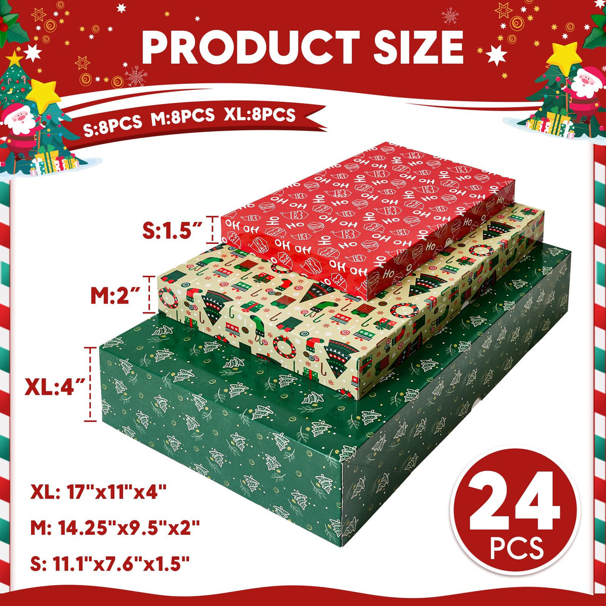 YANGTE 24 Pack Large Christmas Boxes for Presents Assorted - YANGTE Official Imagery - 3