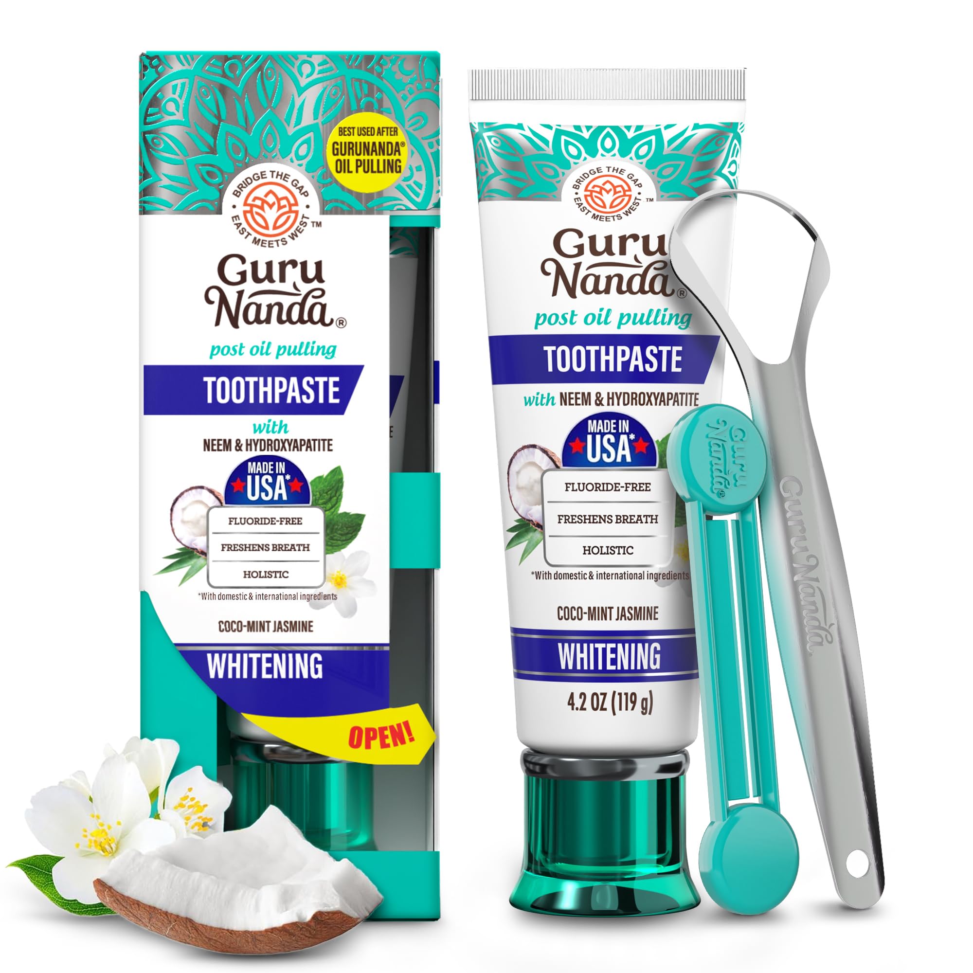 GuruNanda Hydroxyapatite Toothpaste with Neem, SLS & Fluoride - Product Imagery