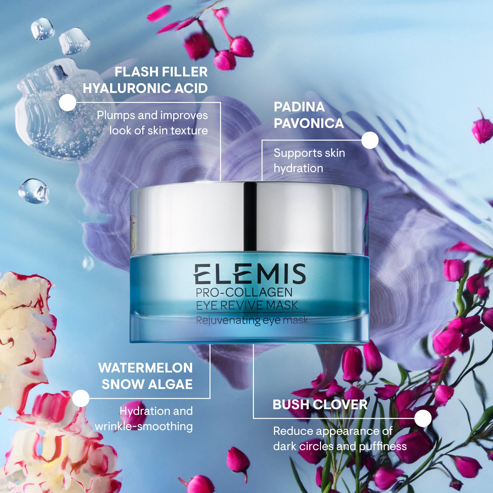 ELEMIS Pro-Collagen Eye Revive Mask in 15ml, a skin serum for rejuvenating, hydrating, and plumping the delicate eye area.
