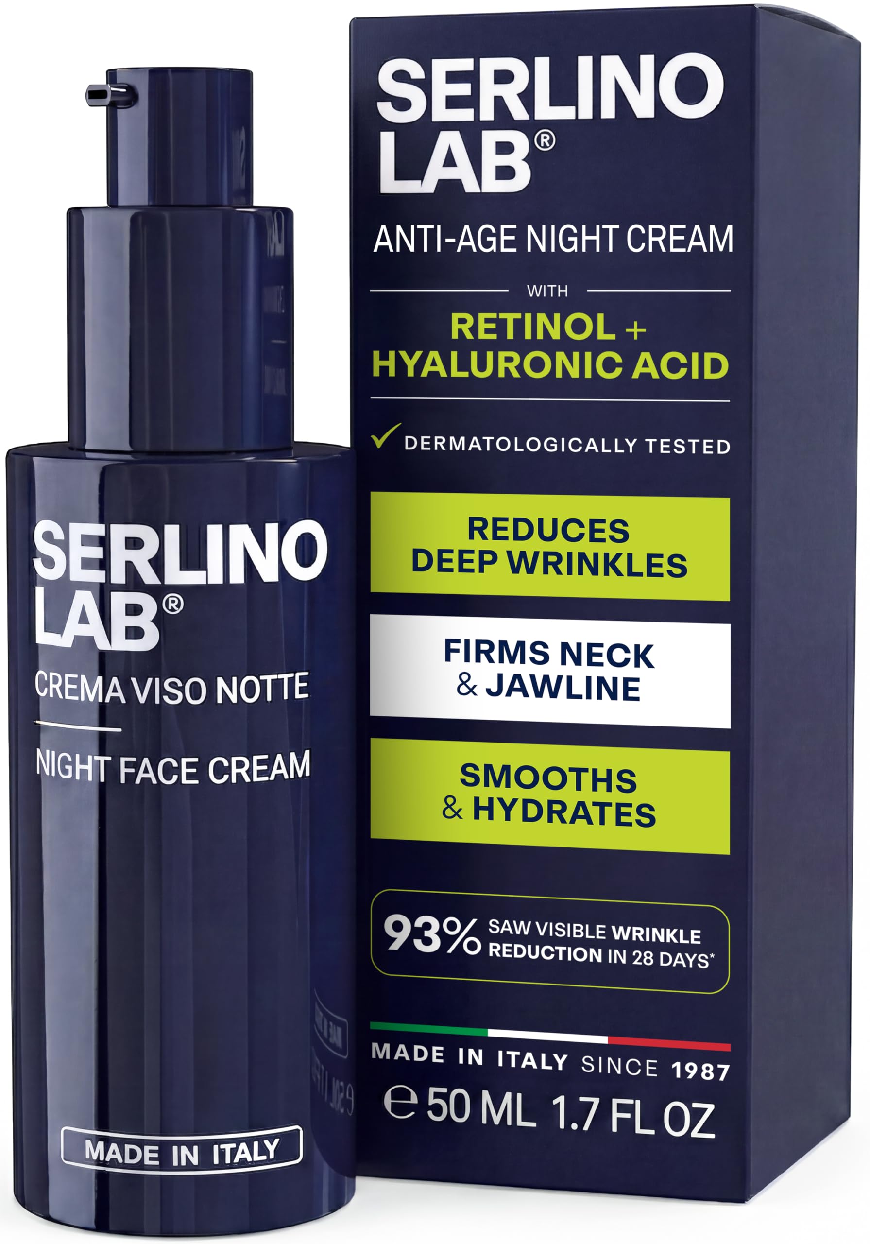 SerlinoLab Night Face Cream Men Anti-Aging Retinol 1.7oz