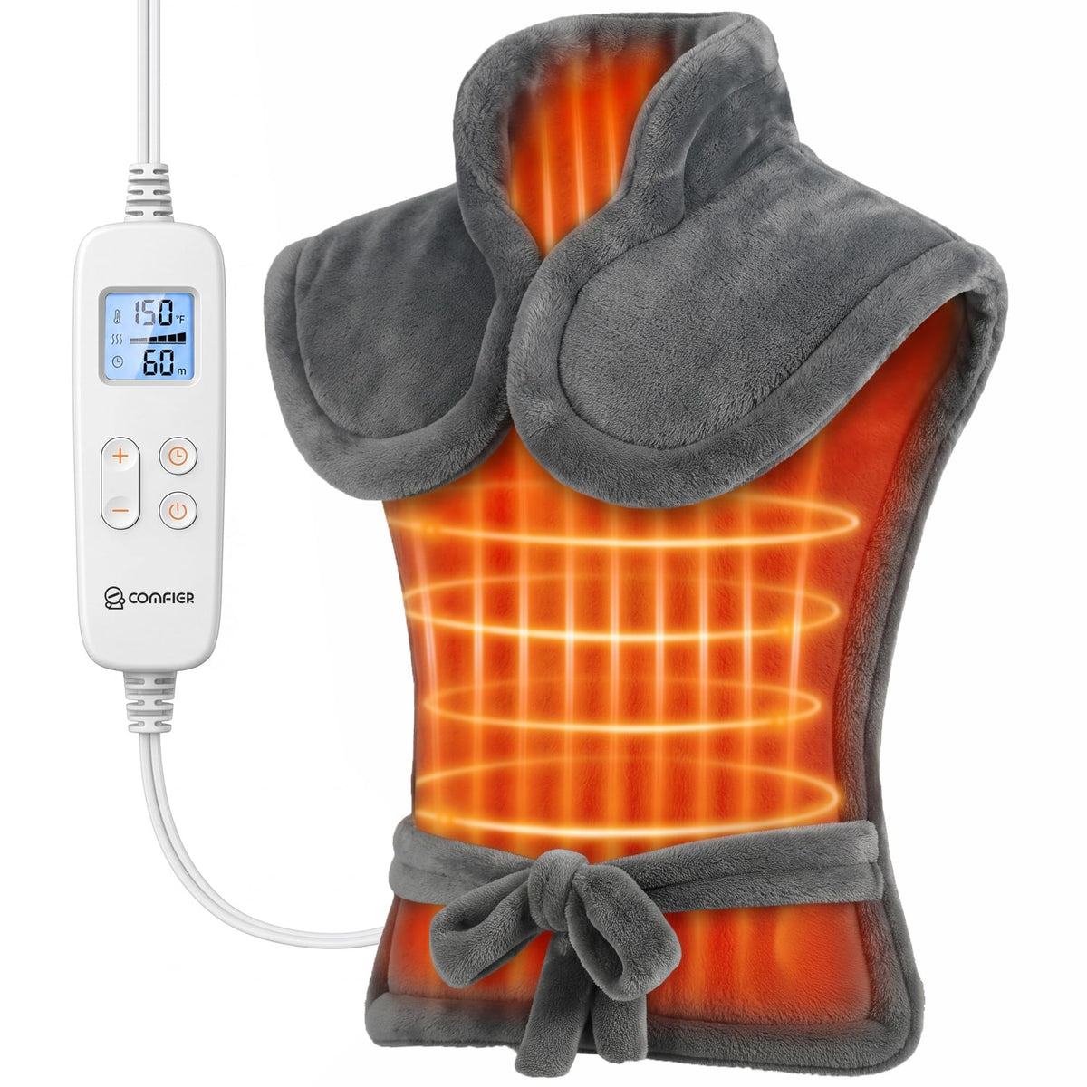 COMFIER Heating Pad for Back FSA Eligible HSA 24 x33 Gray - COMFIER Official Imagery - 1
