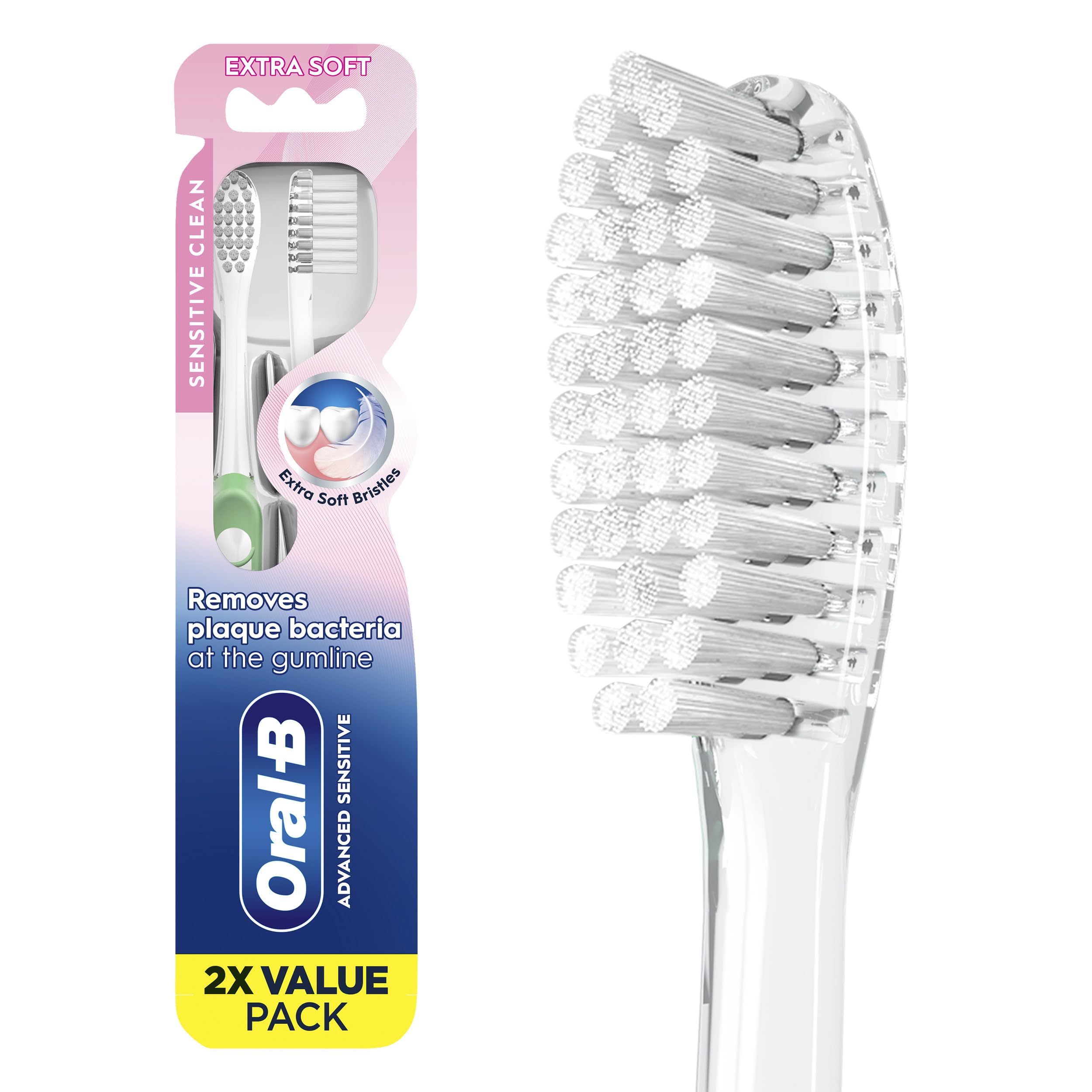 Oral-B Advanced Sensitive Toothbrushes, Extra Soft, 2 Count - Product Imagery