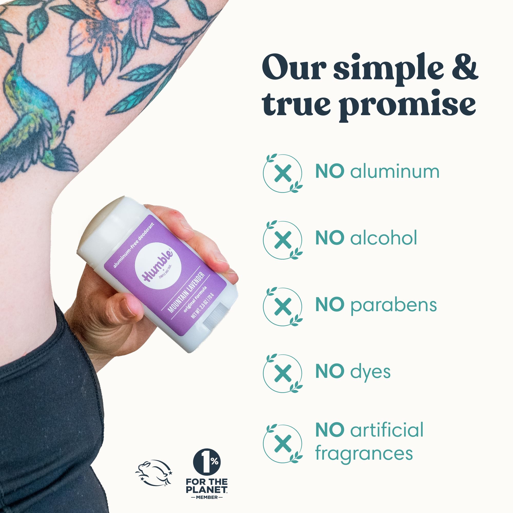 Humble aluminum-free deodorant variety pack with three natural body deodorants in sleek packaging from Humble Simple and True.
