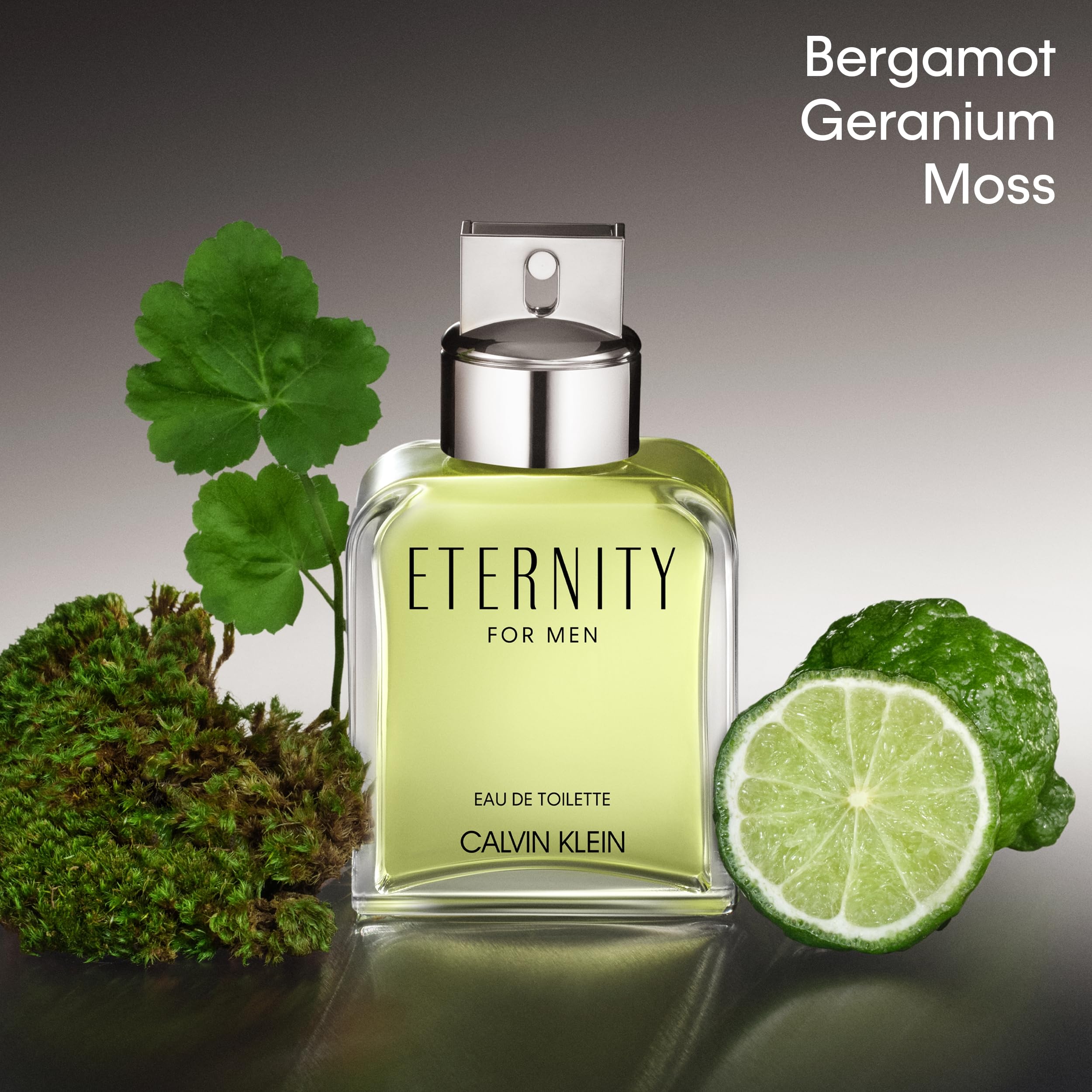 Calvin Klein Eternity for Men EDT 3.3 fl oz bottle with sleek design and clear glass showcasing the fragrance inside.