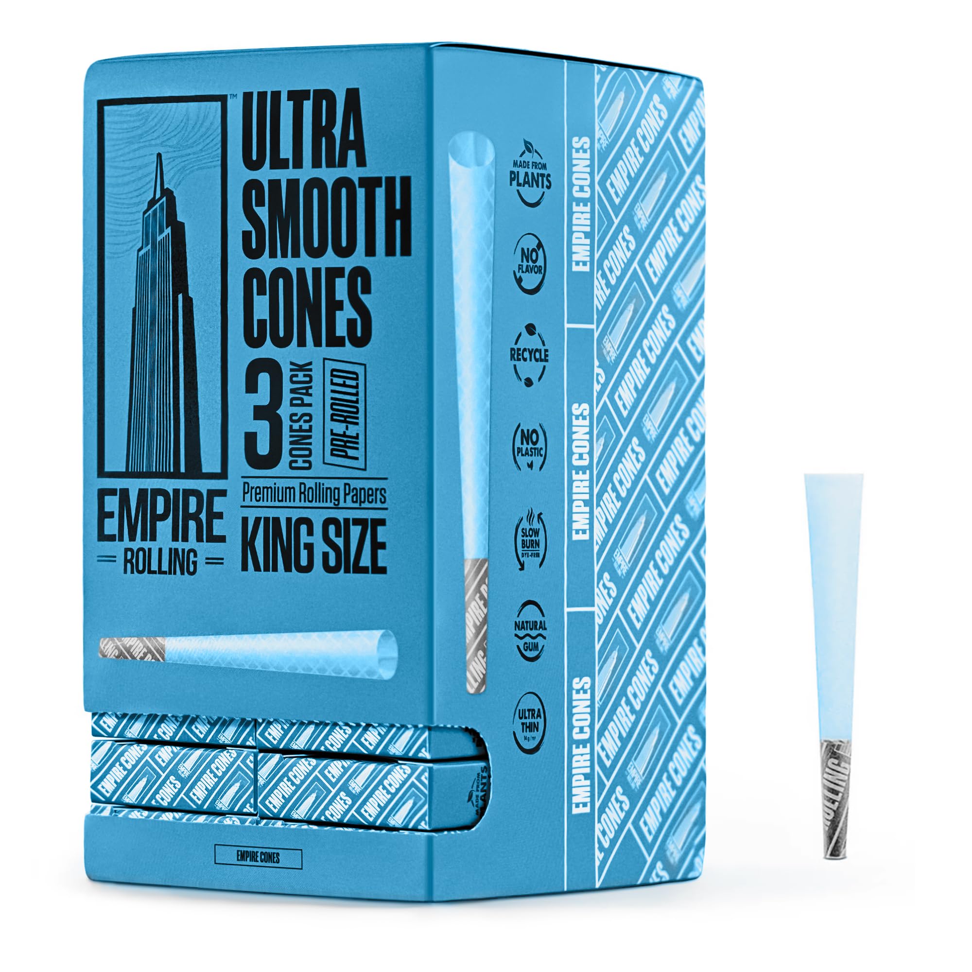 Premium Ultra Smooth Pre-Rolled Cones Blue King Size Box – - Product Imagery