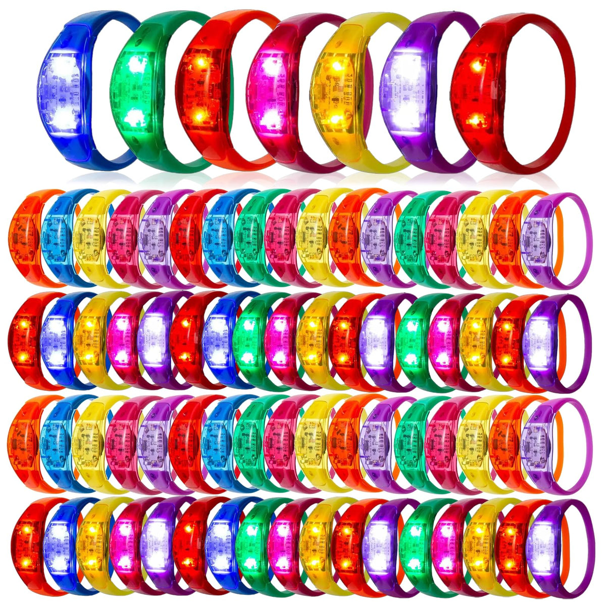 50 PCS Voice Activated Sound Control LED Flashing Bracelet - Dhseinat Official Imagery - 1