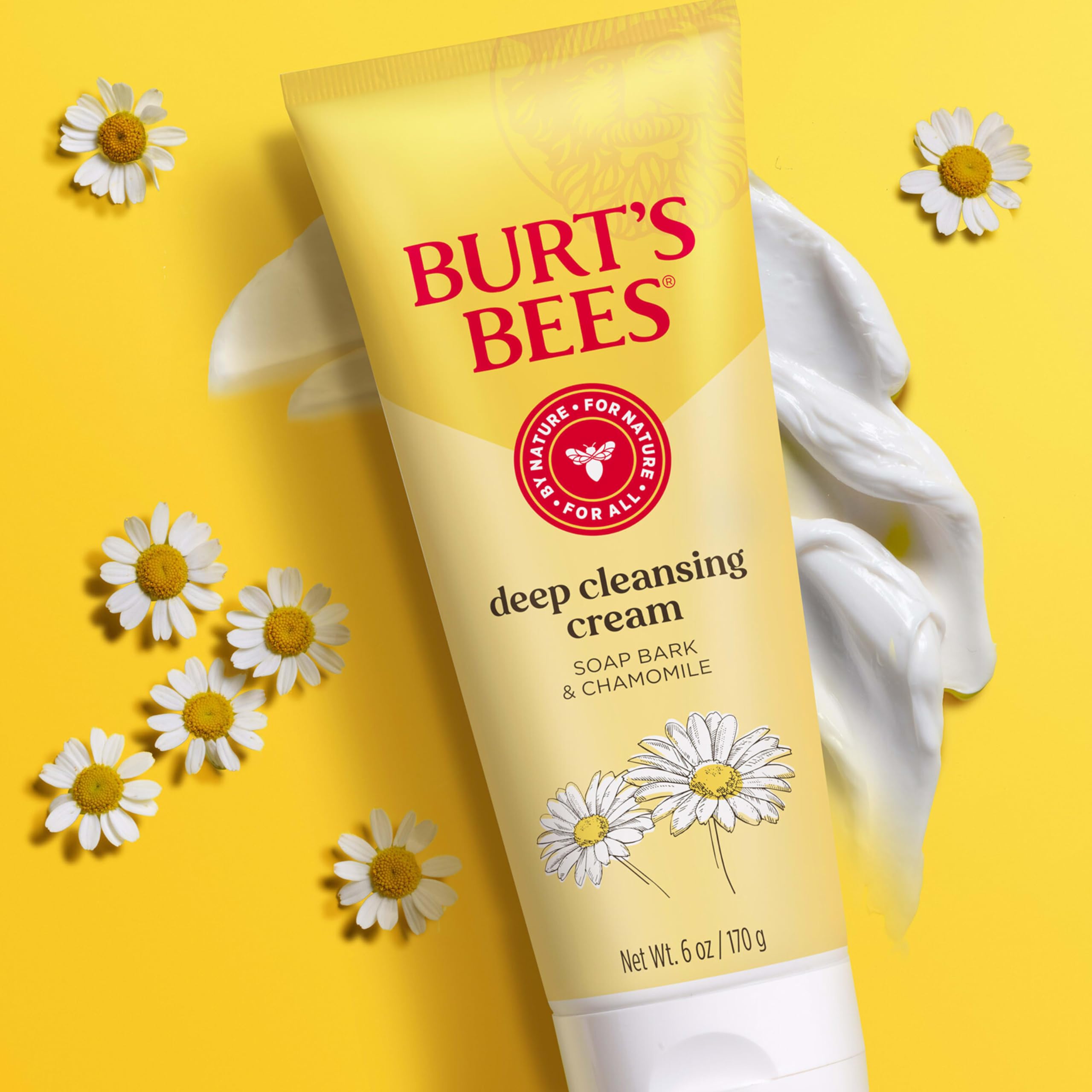 Burt's Bees deep facial cleansing cream with chamomile, 6 oz, natural skin cleaner in varied packaging, pack of 3.