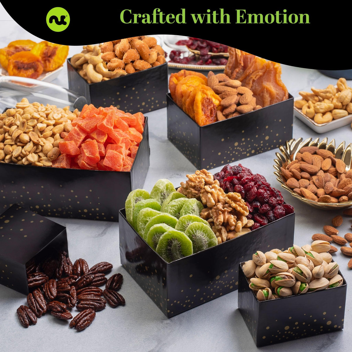 NUT CRAVINGS Diwali Dried Fruit Mixed Nuts Gift Tower - Nut Cravings Official Imagery - 4