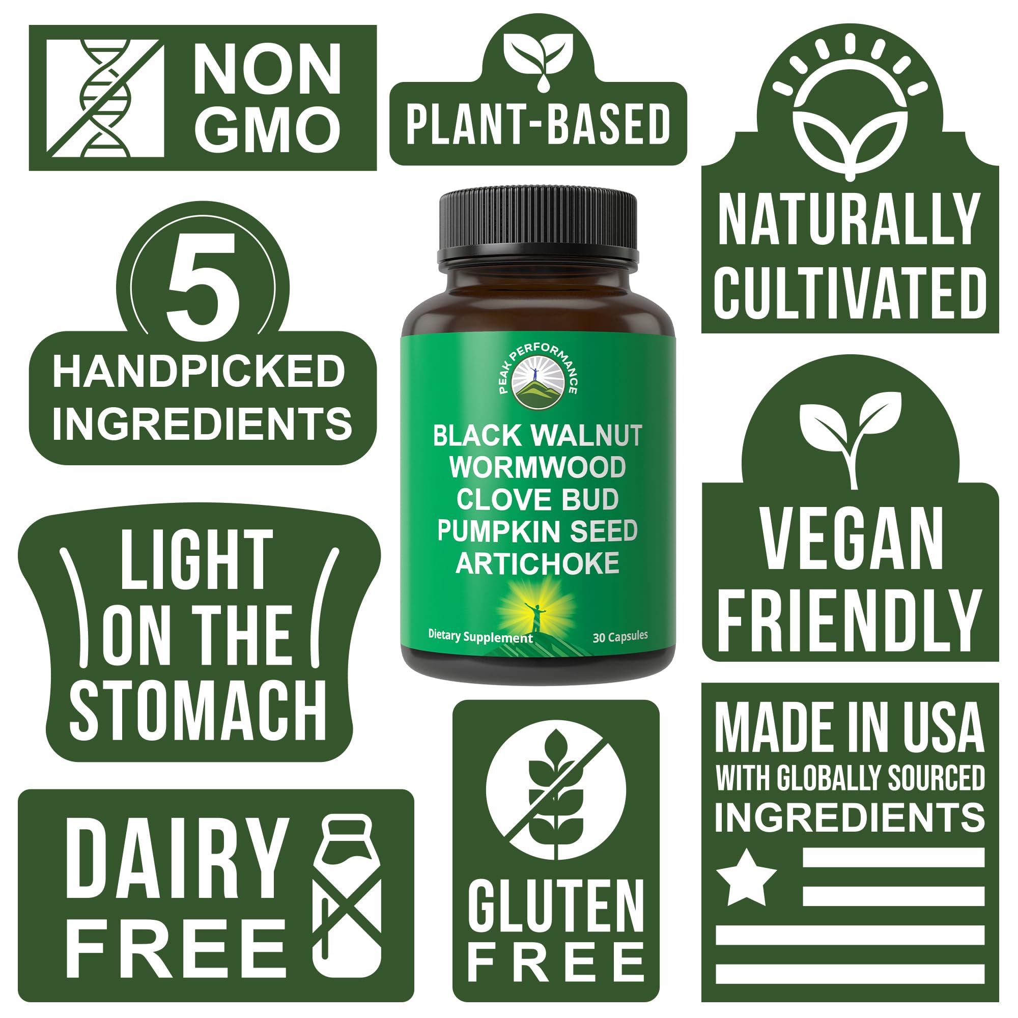 Wormwood Black Walnut Clove Cleanse for Humans Capsules Supplement