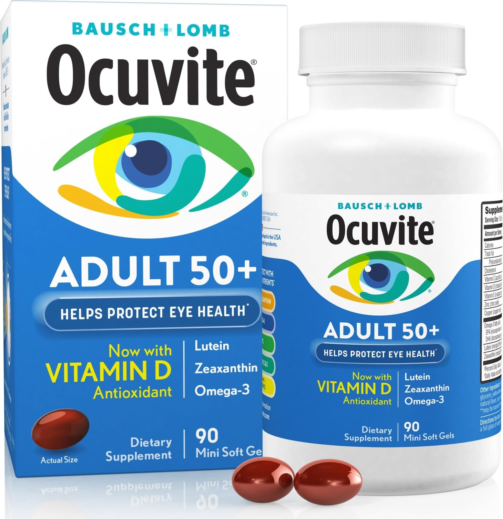 Ocuvite 50+ Eye Vitamins, Lutein & Zeaxanthin Supplement, 90 Softgels