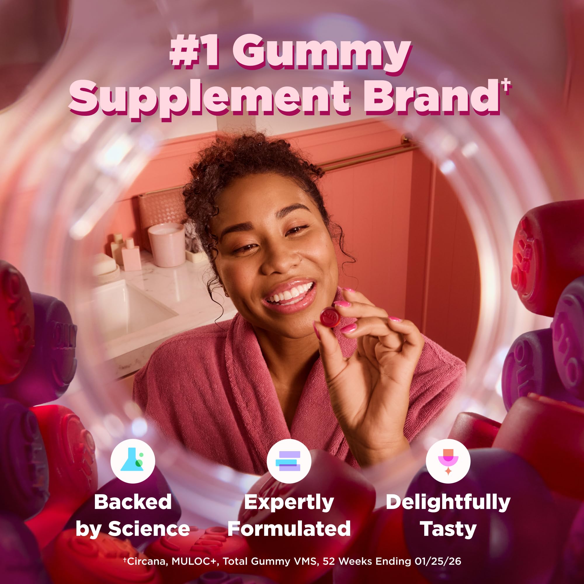 OLLY Women's Multivitamin bottle with 130 capsules, supporting overall wellness and biotin for healthy hair, skin, and nails.