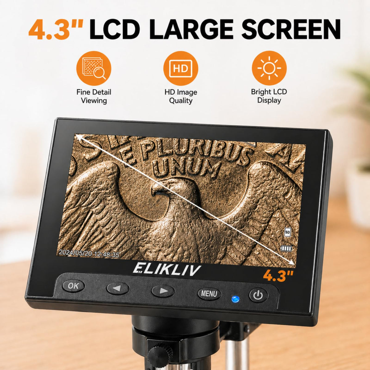 Elikliv Microscope LCD Digital Coin Microscope 1000x Coin - Elikliv Official Imagery - 3