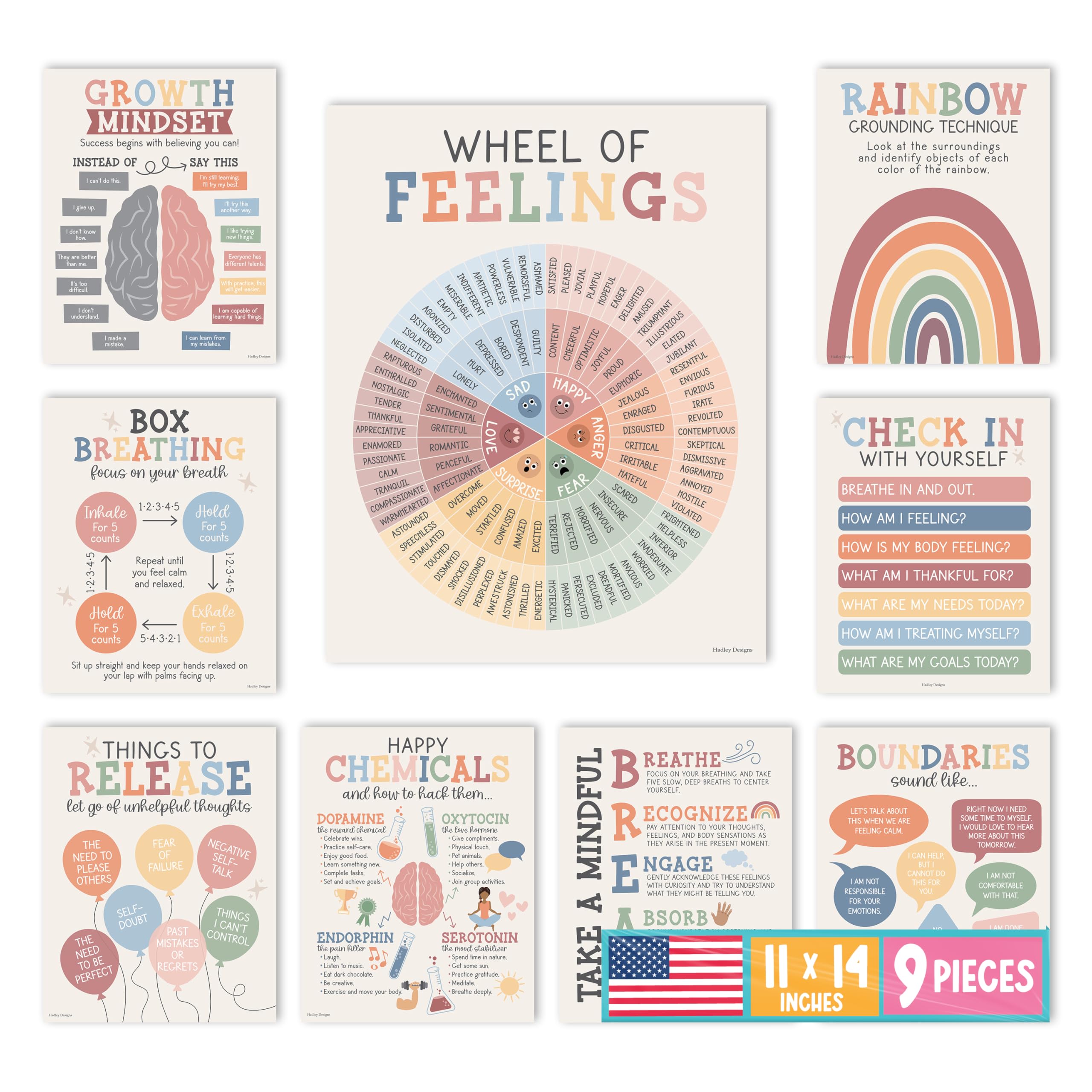9 Mental Health Posters for Classroom - School Counselor Office - Product Imagery