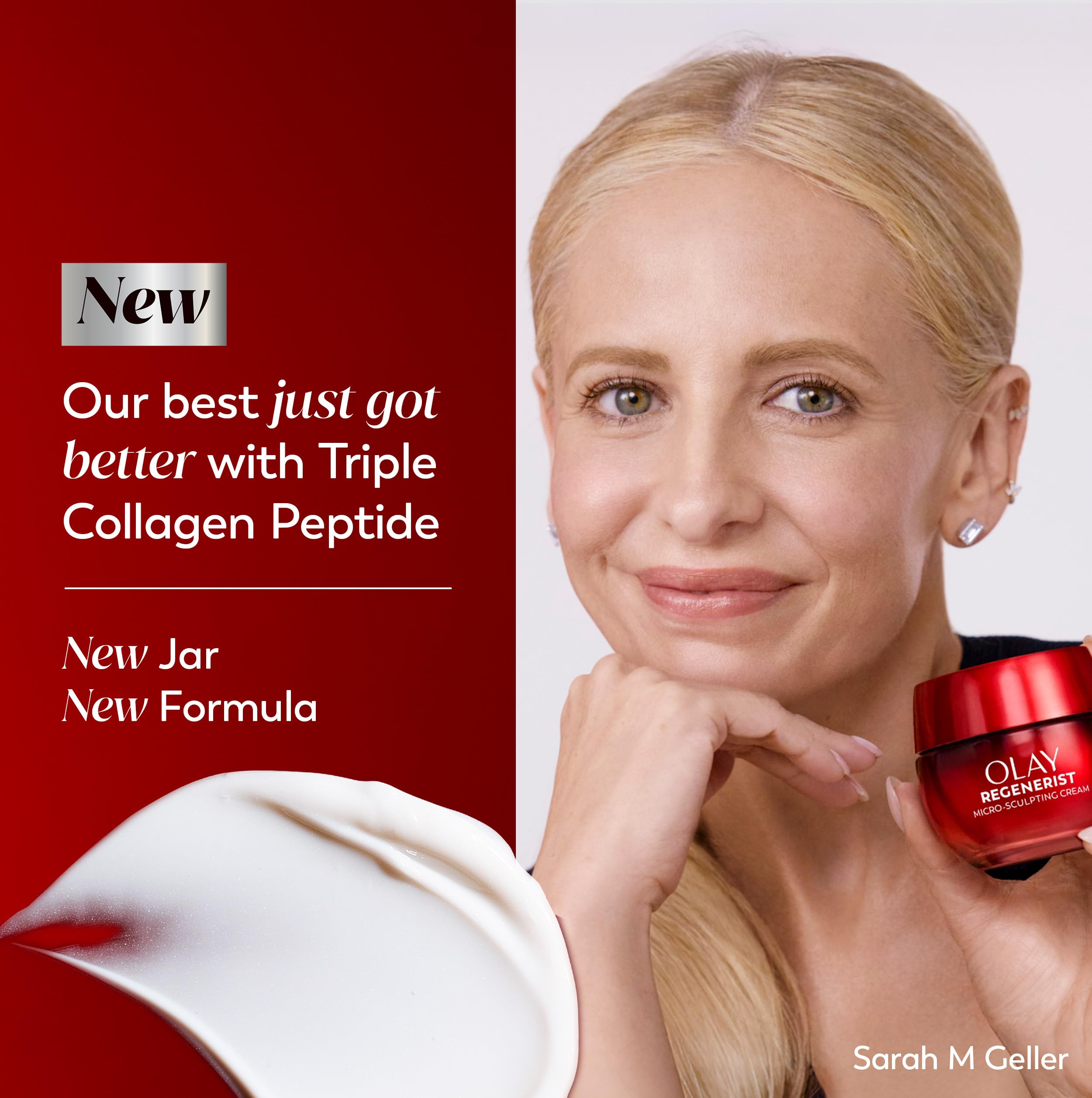 Olay Regenerist Micro-Sculpting Cream face moisturizer for women, fragrance-free with collagen, peptides, hyaluronic acid, and niacinamide.
