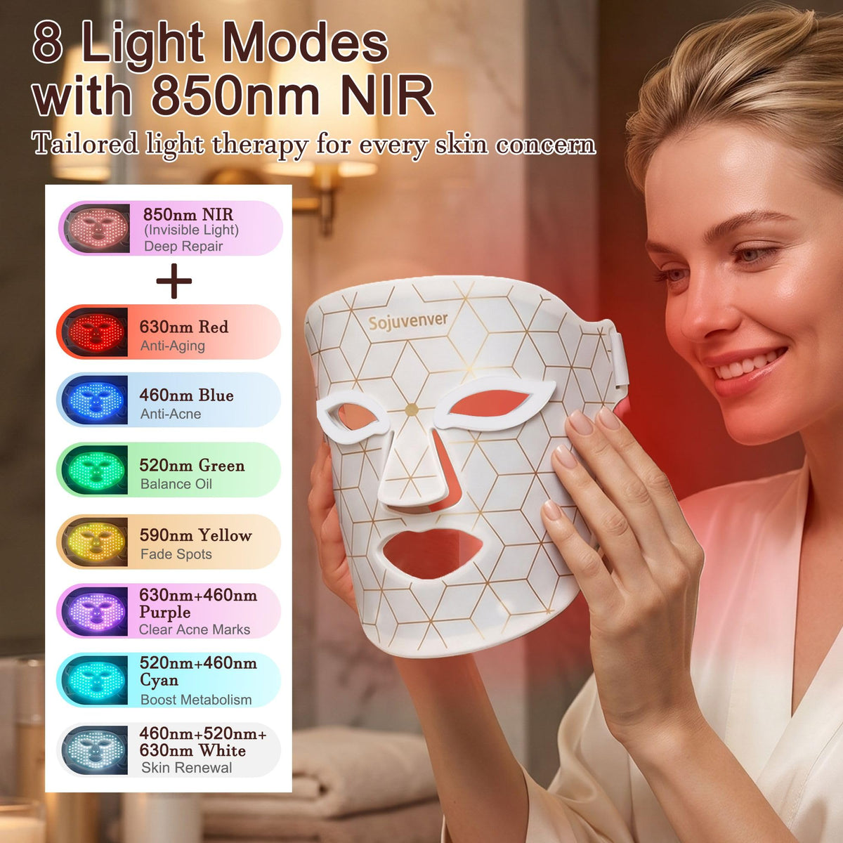 Red Light Therapy Mask for Face 8 Color LED Mask for Anti - Sojuvenver Official Imagery - 4