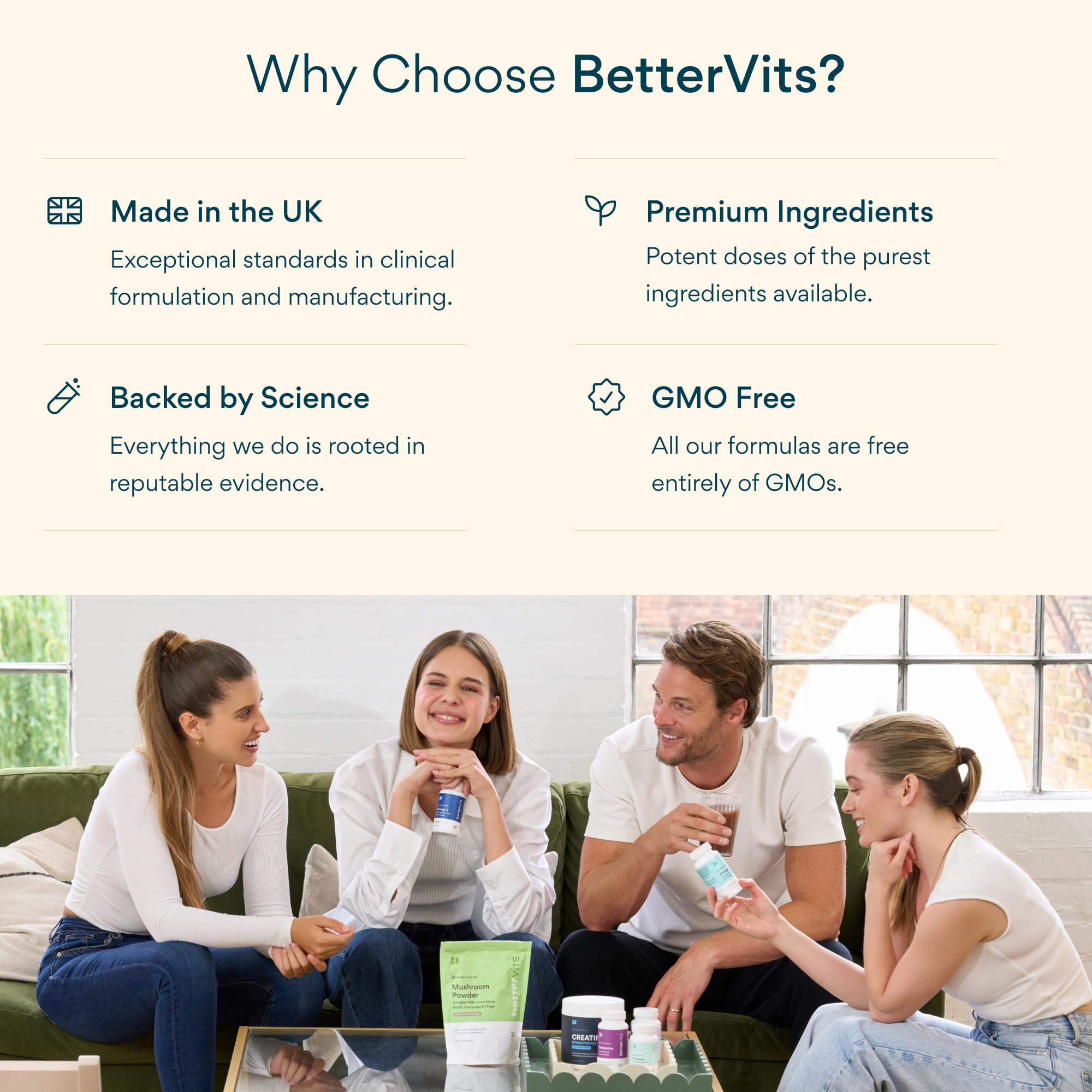 Bettervits Probiotics 75 Billion CFU - 14 Strains with Prebiotic Inulin