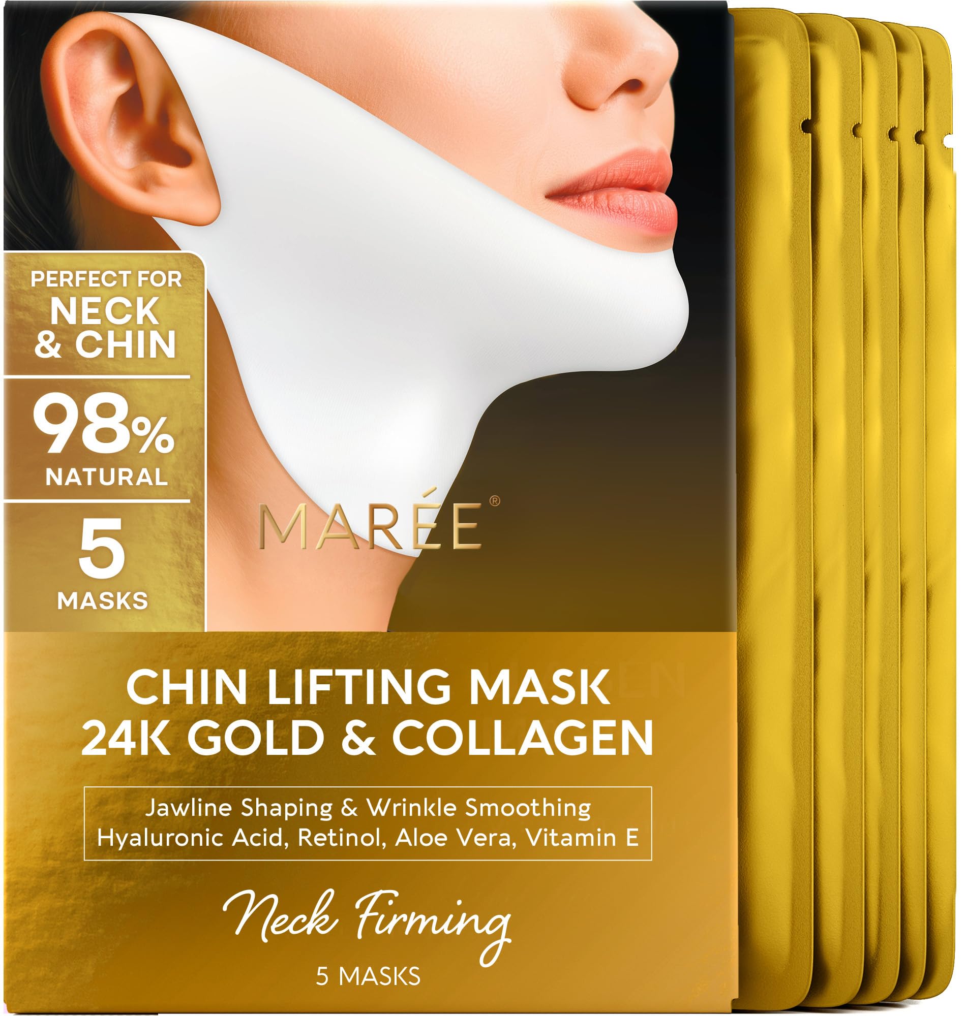 MAREE V Line Lifting Mask with 24K Gold – Deep Collagen Face - Product Imagery