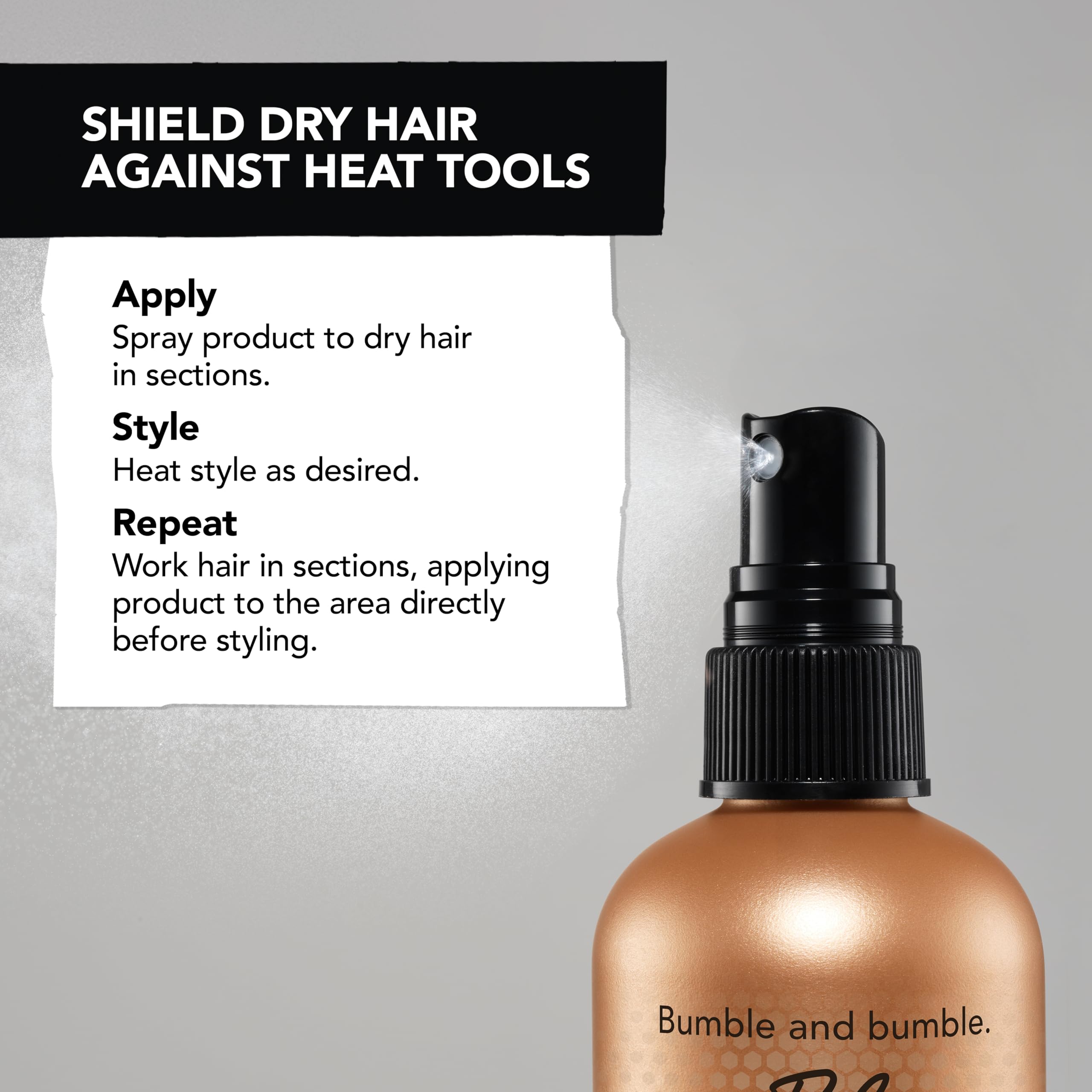 Bumble and bumble Heat Shield Thermal Mist in a 2 fl oz spray bottle, used for protecting hair from heat styling damage.