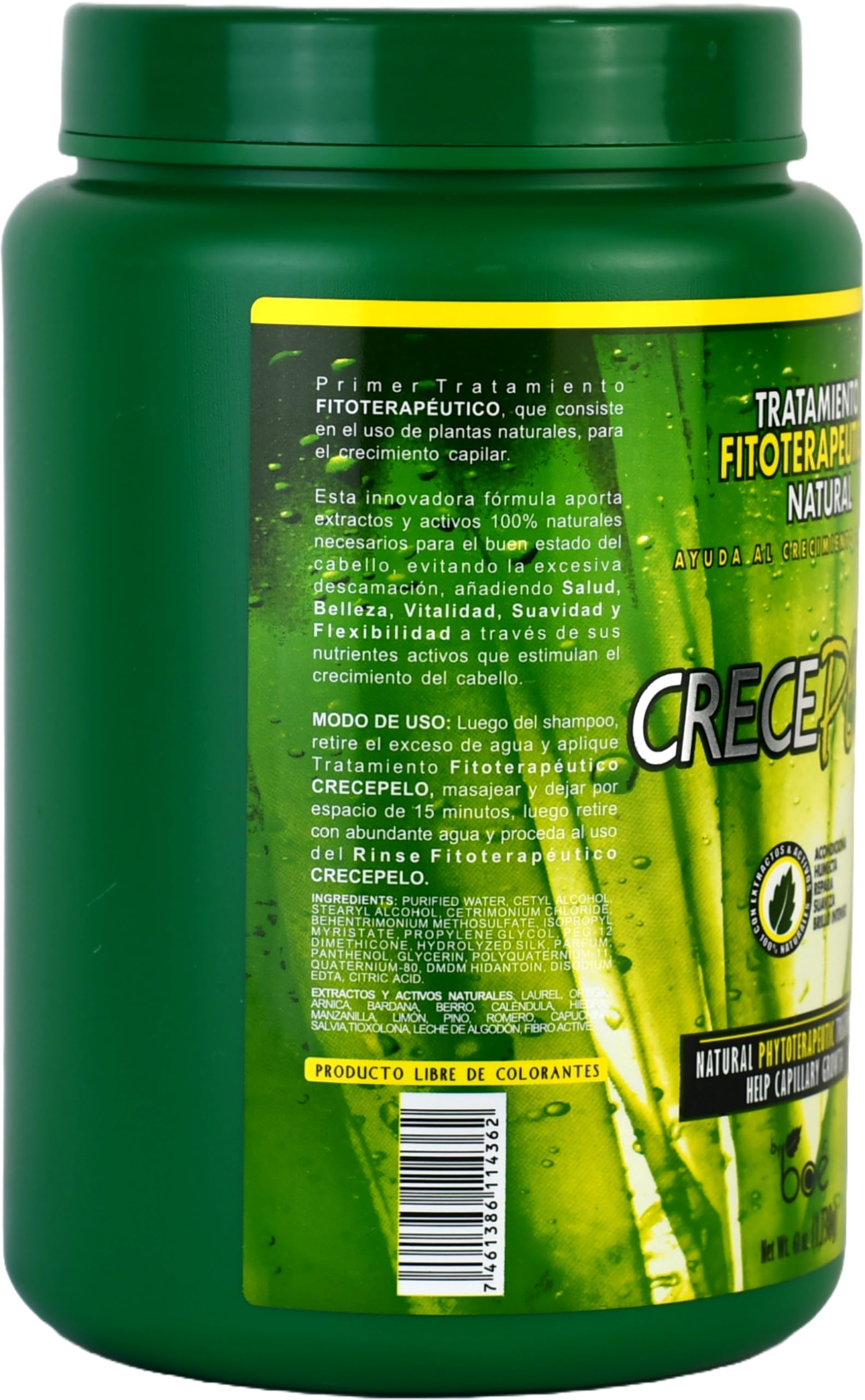 CrecePelo Natural Phytotherapeutic Hair Growth Treatment, Deep Conditioning & Strengthening Mask – Promotes Thicker, Healthier Hair – Hydrating & Repairing Formula for All Hair Types – 61 oz