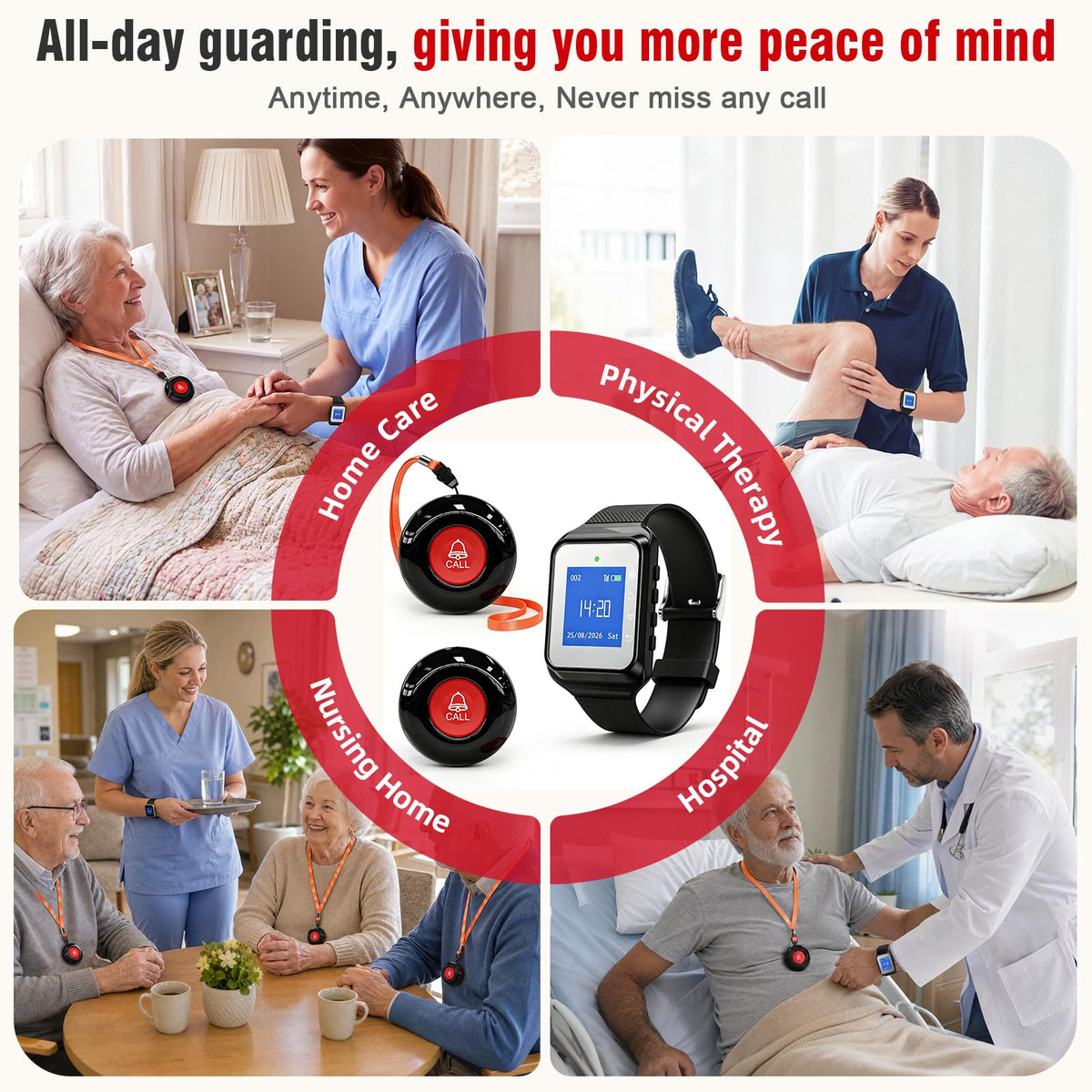 CallToU Wireless Caregiver Pager Call Button 500 Feet Nurse - CallToU Official Imagery - 7