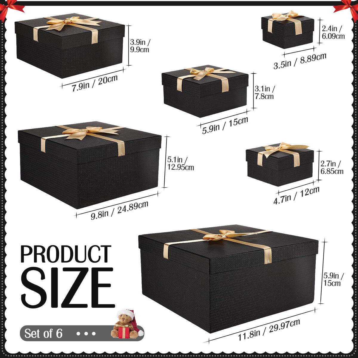 Chivertion 6 Pack Nesting Gift Boxes with Lids Ribbon Large - Chivertion Official Imagery - 6
