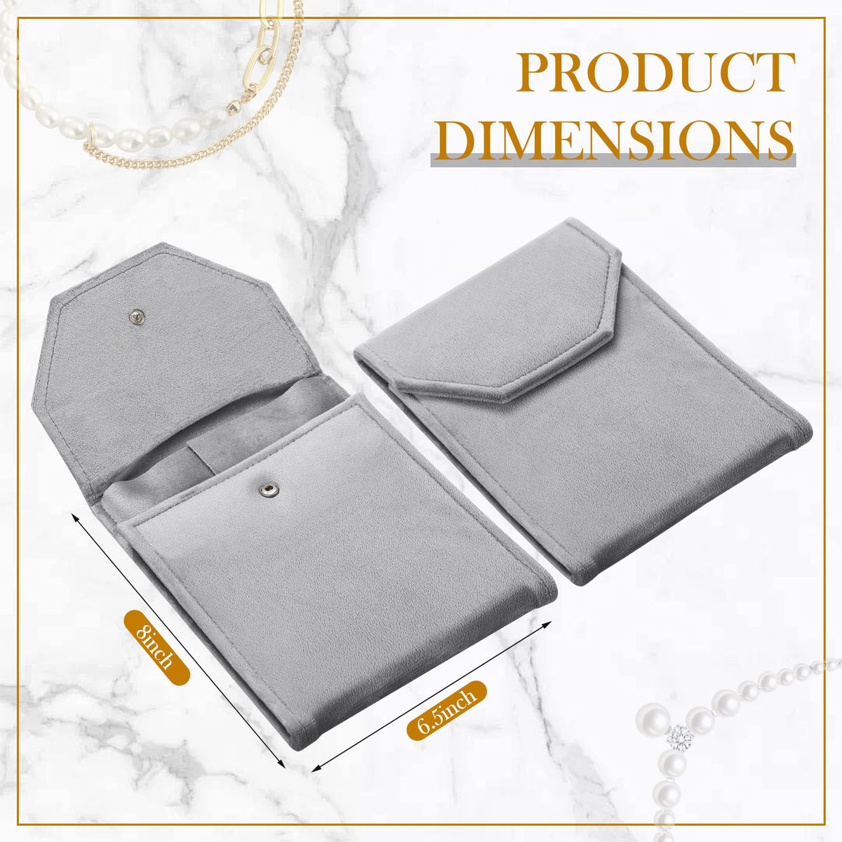 Kenning 6 Pcs Velvet Necklace Display Folder Travel Jewelry Case, Gray – packaging and label