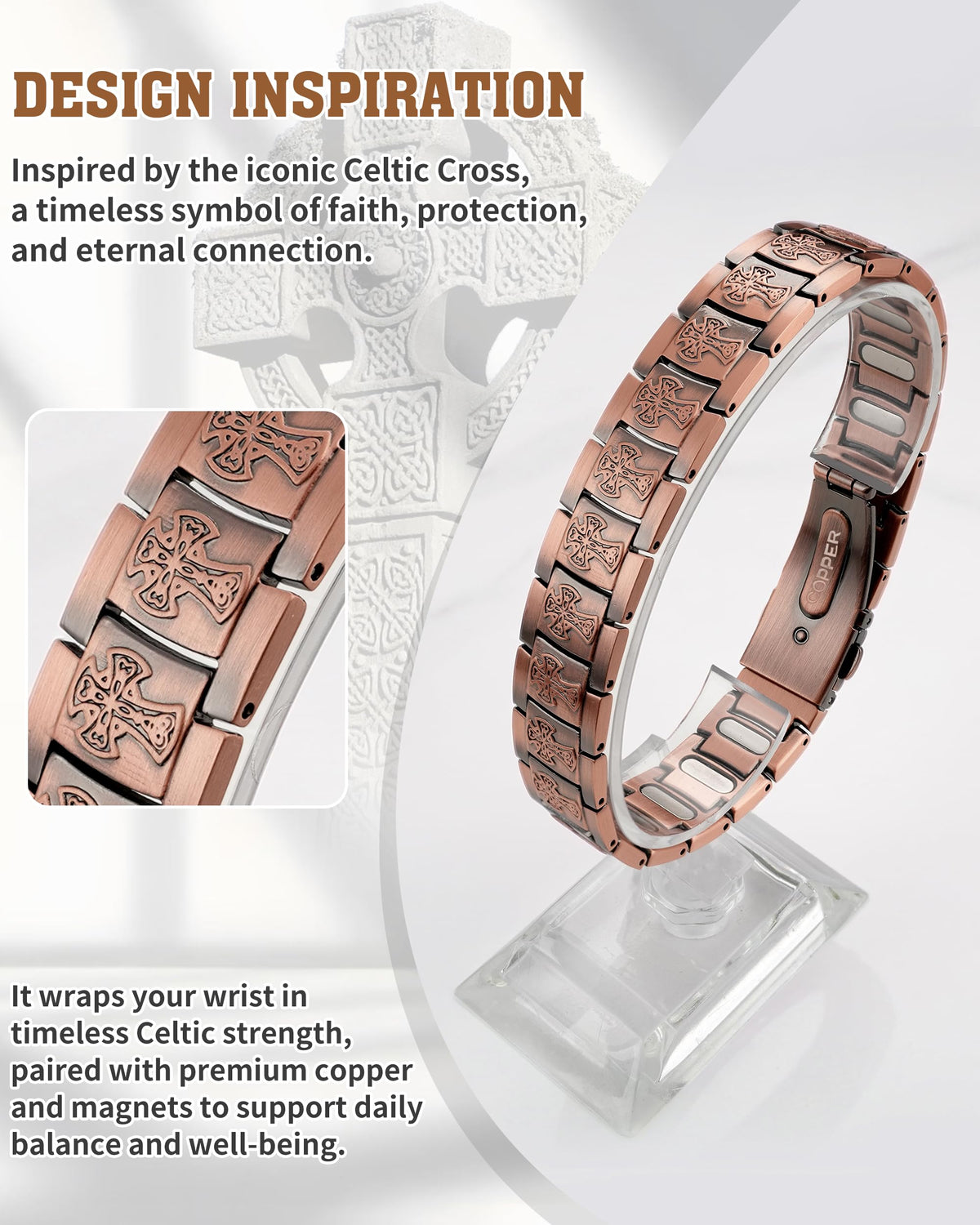 Trinckle Copper Magnetic Bracelet for Men with 5X Strength 5000Gauss Magnet – packaging and label