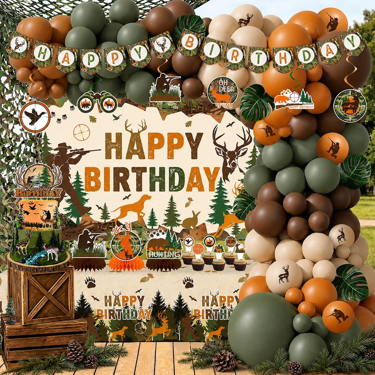 CelebSpark Hunting Birthday Party Decorations,Oh Deer Hunting Birthday Decoration – product photo (Party Packs)