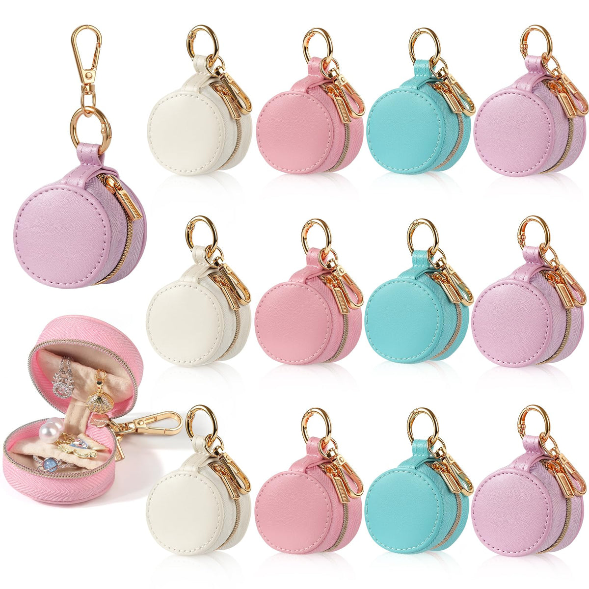 VZZNN 12 Pack Travel Jewelry Case Bulk Ring Holder for Gym Mini Jewelry Box for Earrings Necklaces and Travel Storage fo
