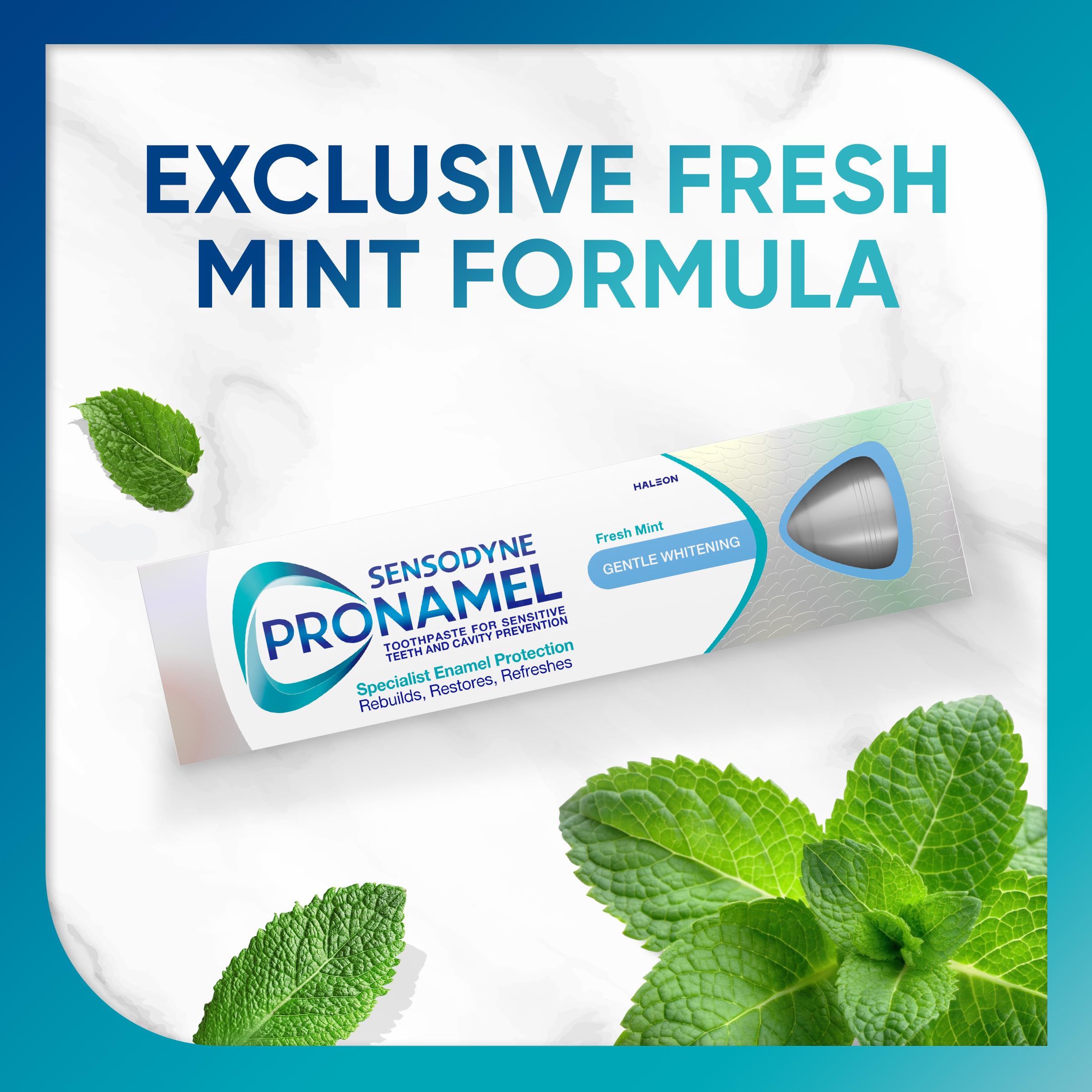 Sensodyne Pronamel Gentle Whitening toothpaste 4-pack, showing the toothpaste tubes with white and blue packaging.
