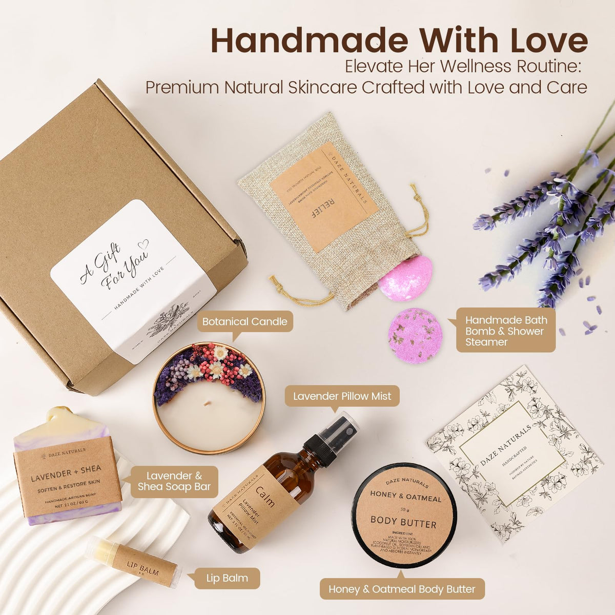 Bath Gift Set Spa Gifts for Women Self Care Products for - Daze Naturals Official Imagery - 4