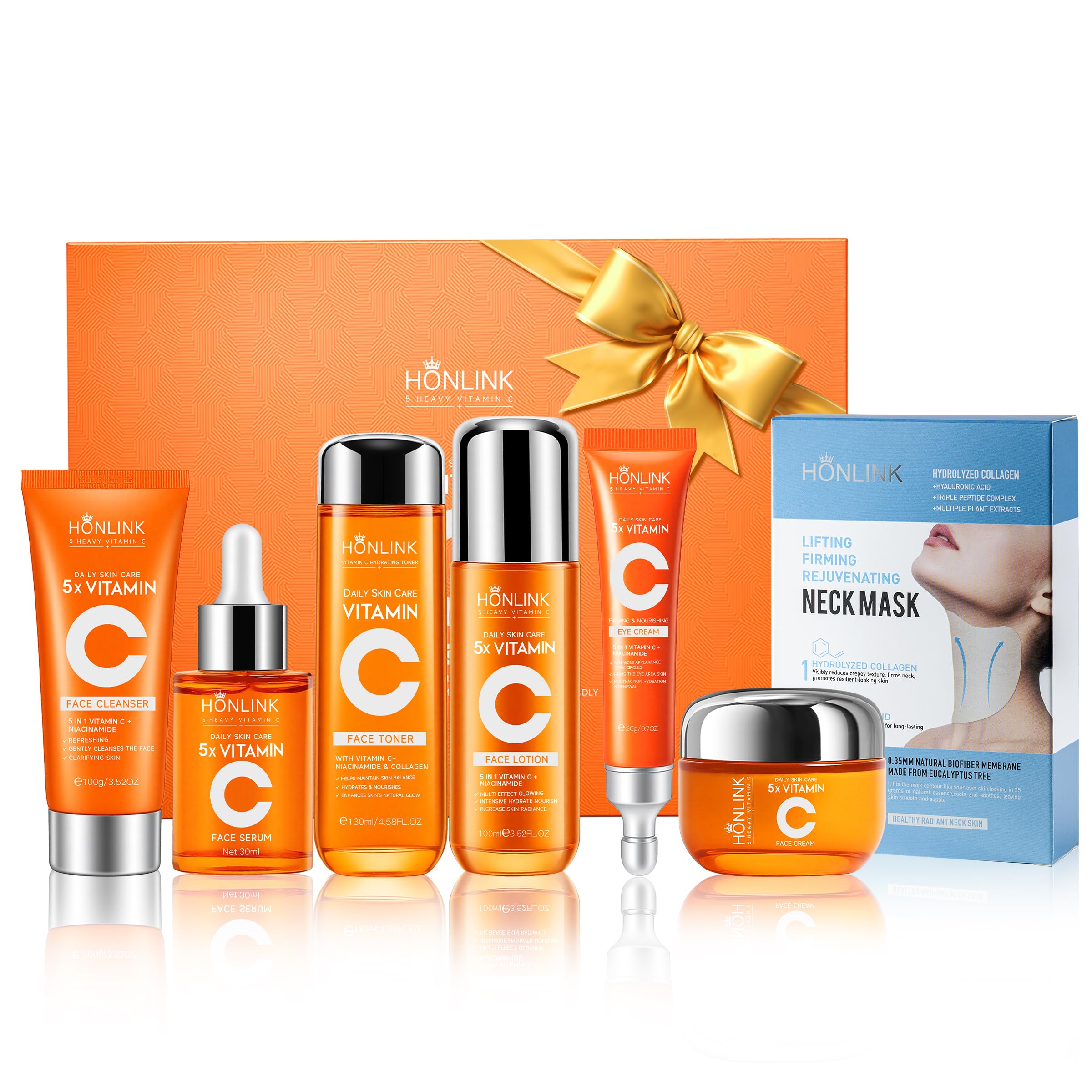 Vitamin C & Niacinamide Skincare Set, 6-Piece Face Care Kit with - Product Imagery