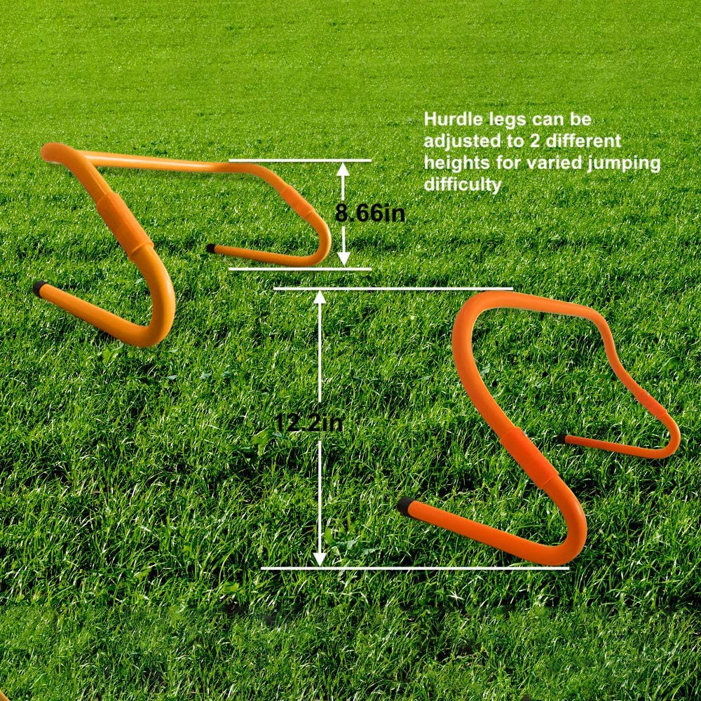 TOCO FREIDO Speed&Agility Training Set – 20ft Agility Ladder Set with 12 Rungs, 4 Adjustable Training Hurdle, 12 Disc Co