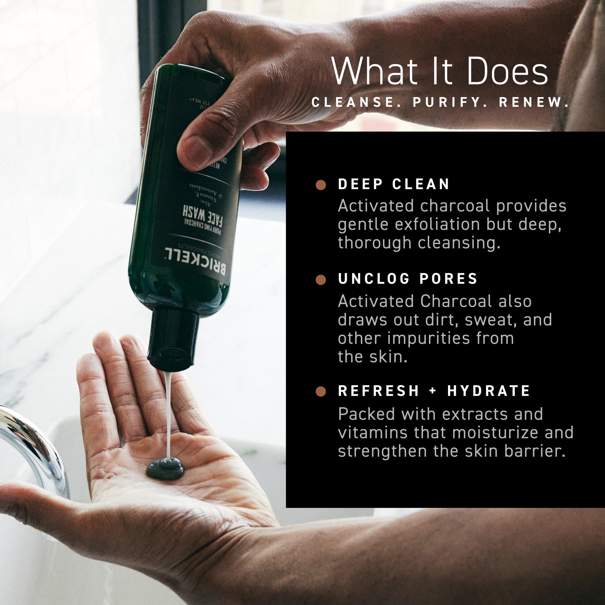 Brickell Men's Purifying Charcoal Face Wash 8oz Scented