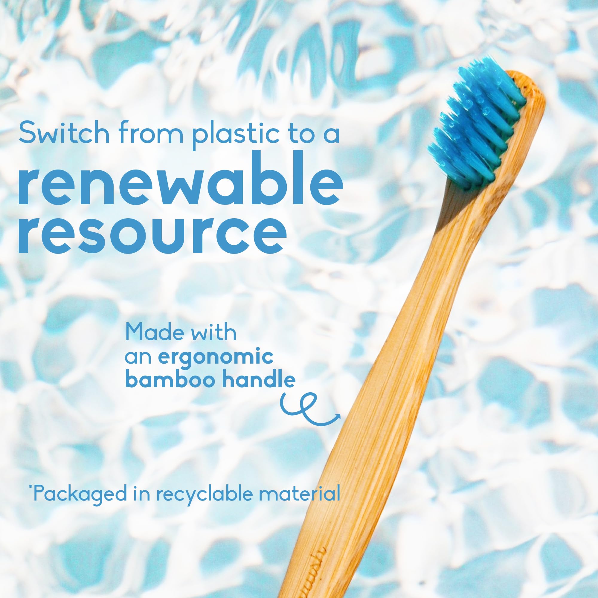Set of five The Humble Co. bamboo toothbrushes with ultra-soft bristles, BPA-free eco-friendly toothbrushes for gentle oral care.